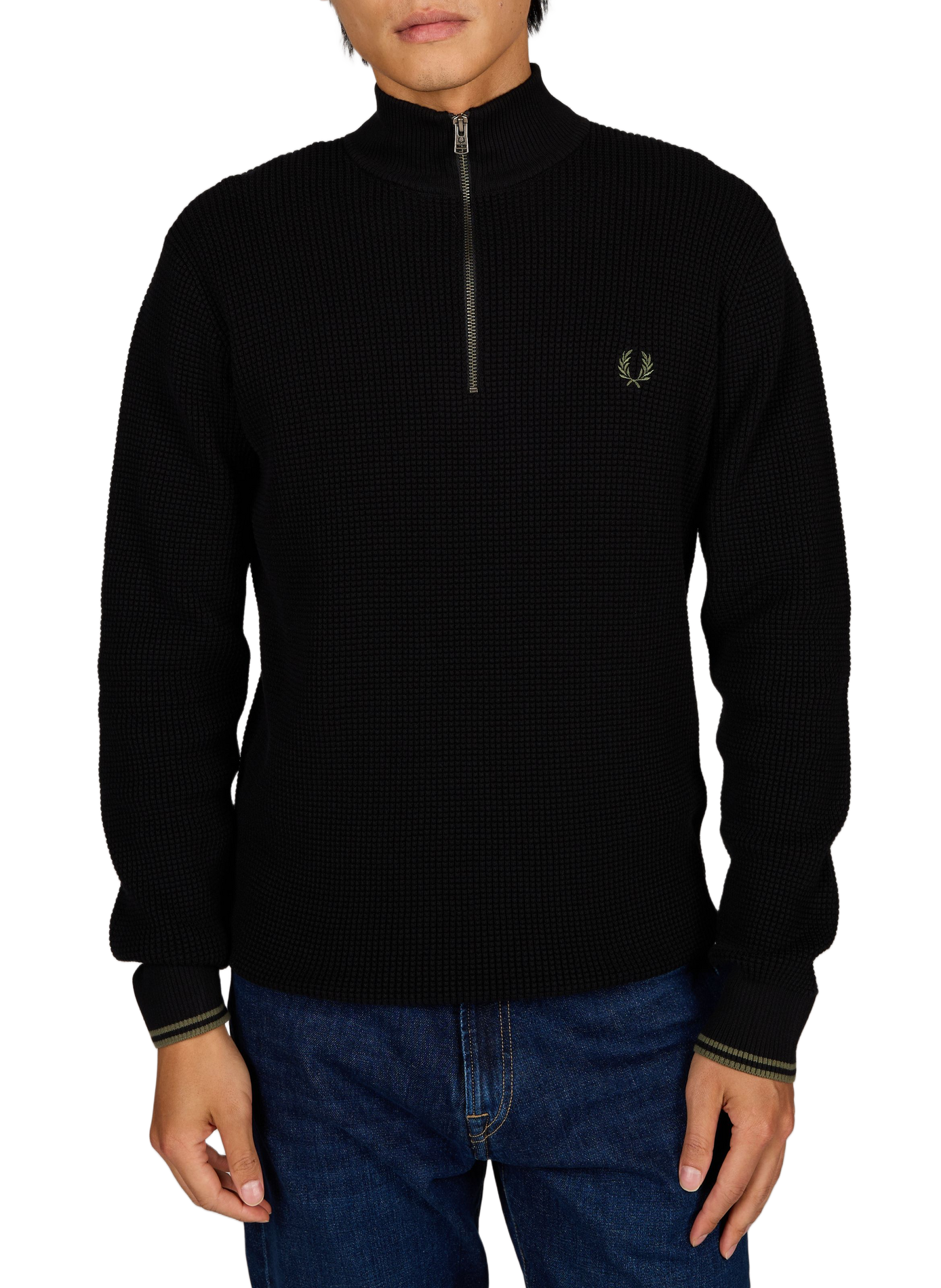 Geprägter Baumwollpullover FRED PERRY Schwarz