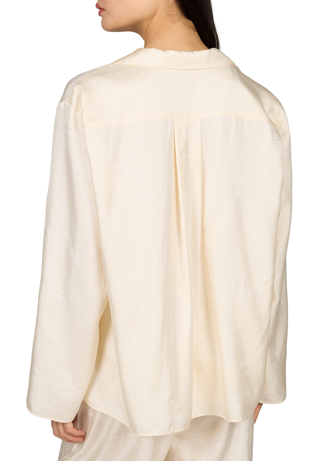 Shirt with embroidered lettering in silk TOTEME Beige
