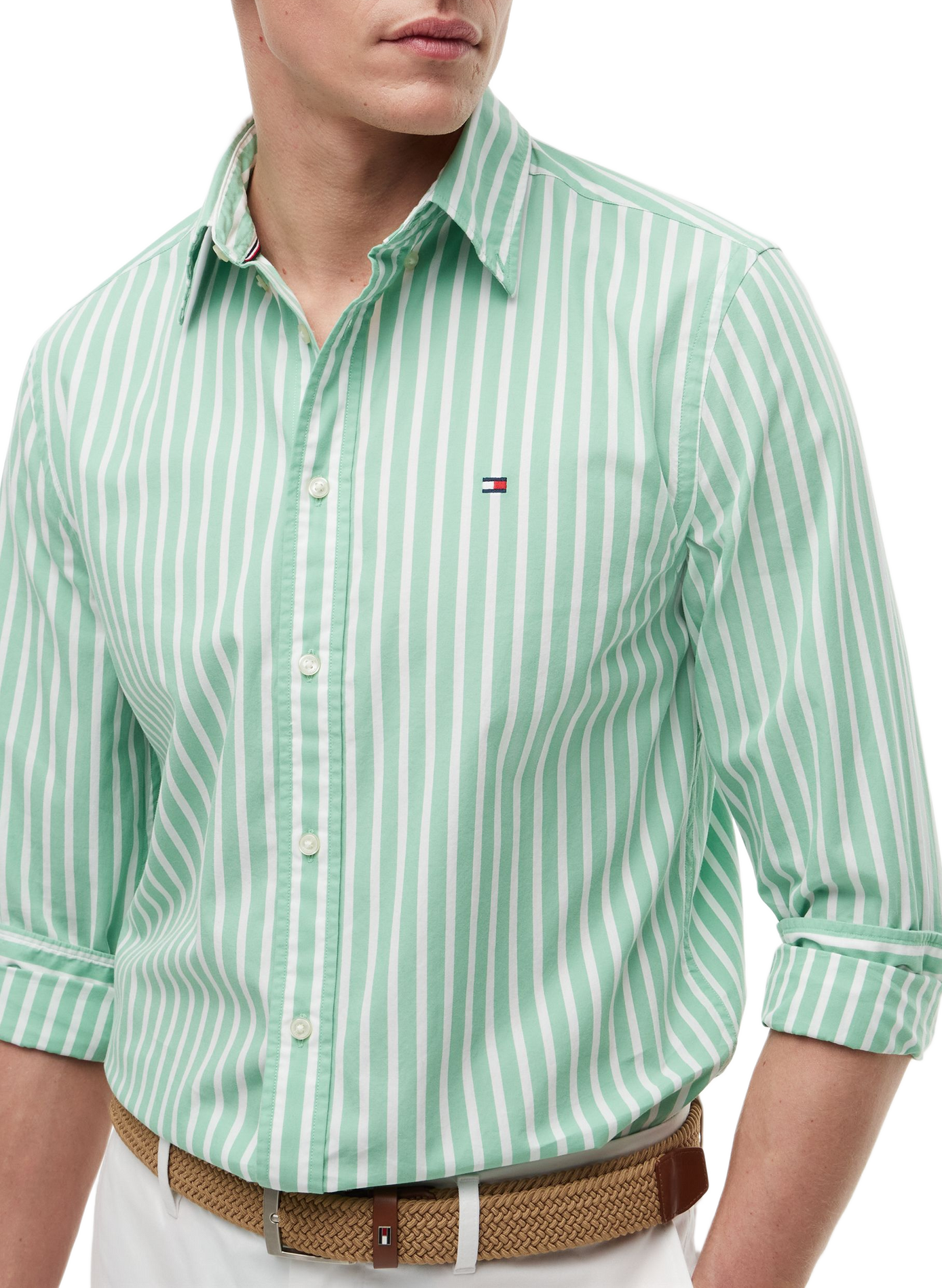 Striped shirt with embroidered logo in cotton TOMMY HILFIGER Multicolour