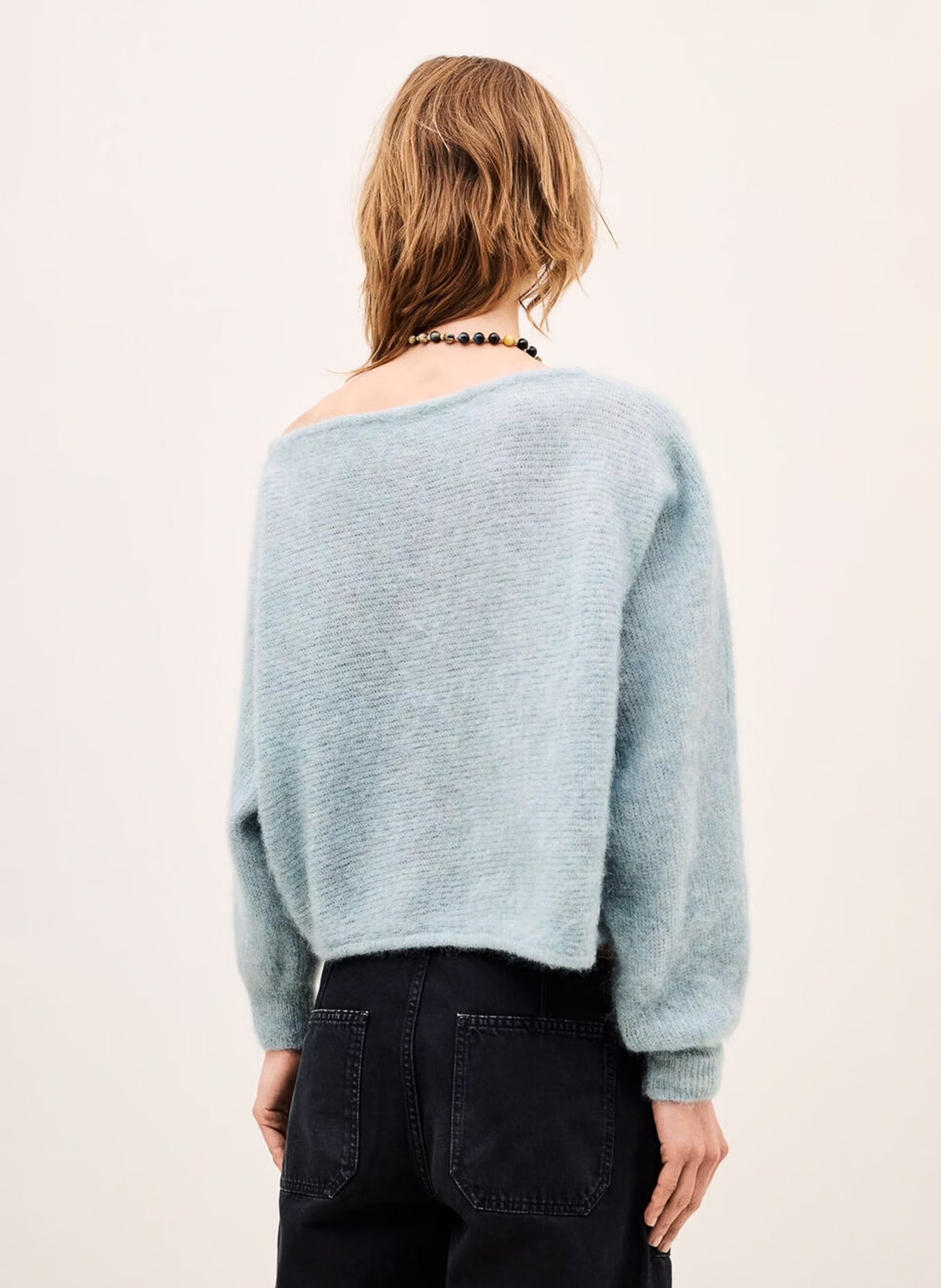 Pull ample col bateau en alpaga mélangé suela BA&SH Blauw