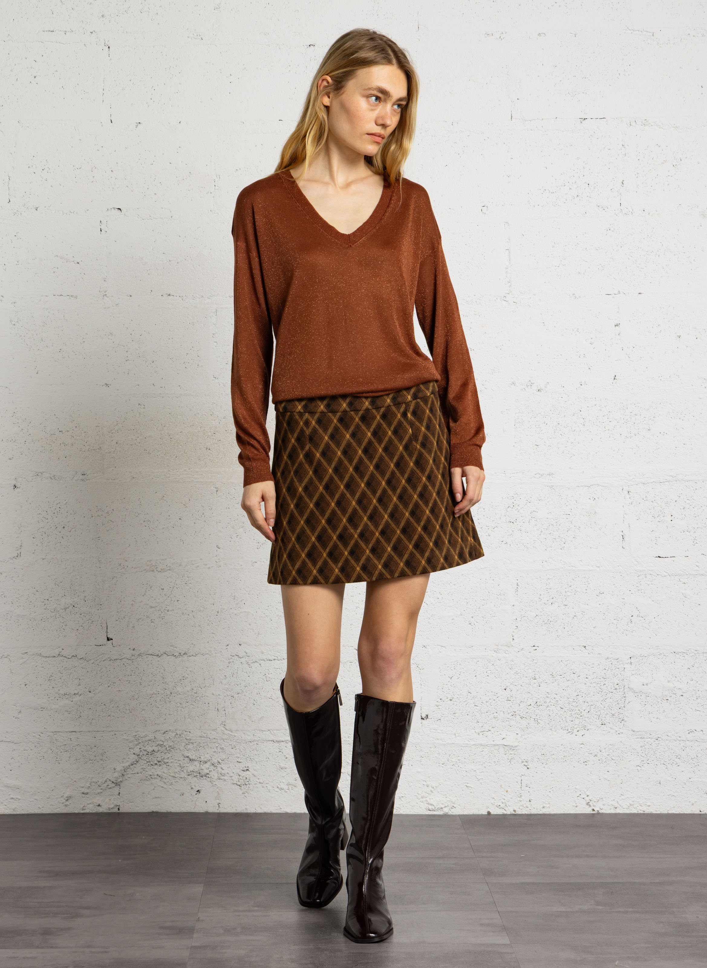 Bottes hautes en cuir vernis lennie BOBBIES Marron