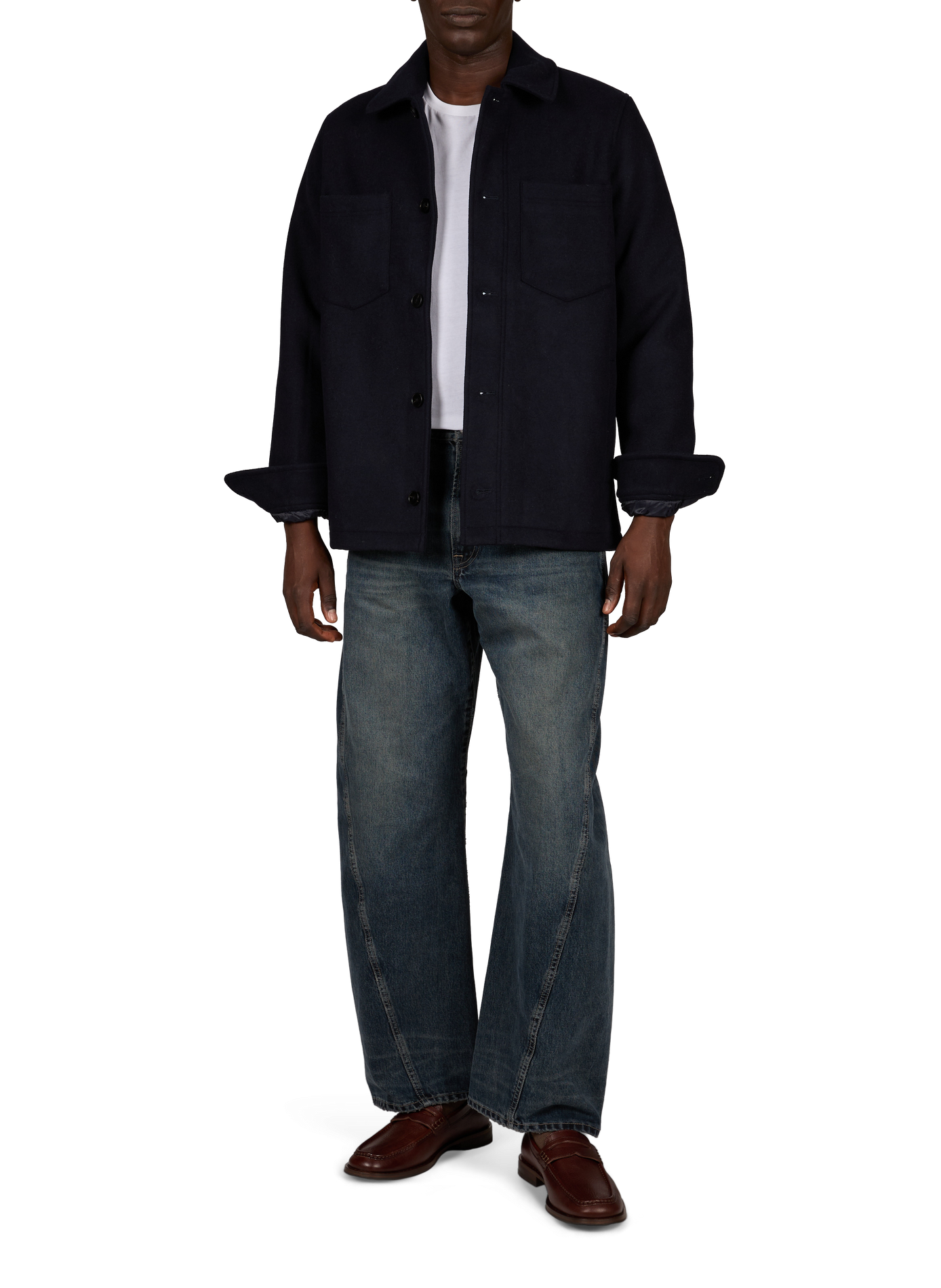 Straight wool blend jacket SAMSOE SAMSOE Blue