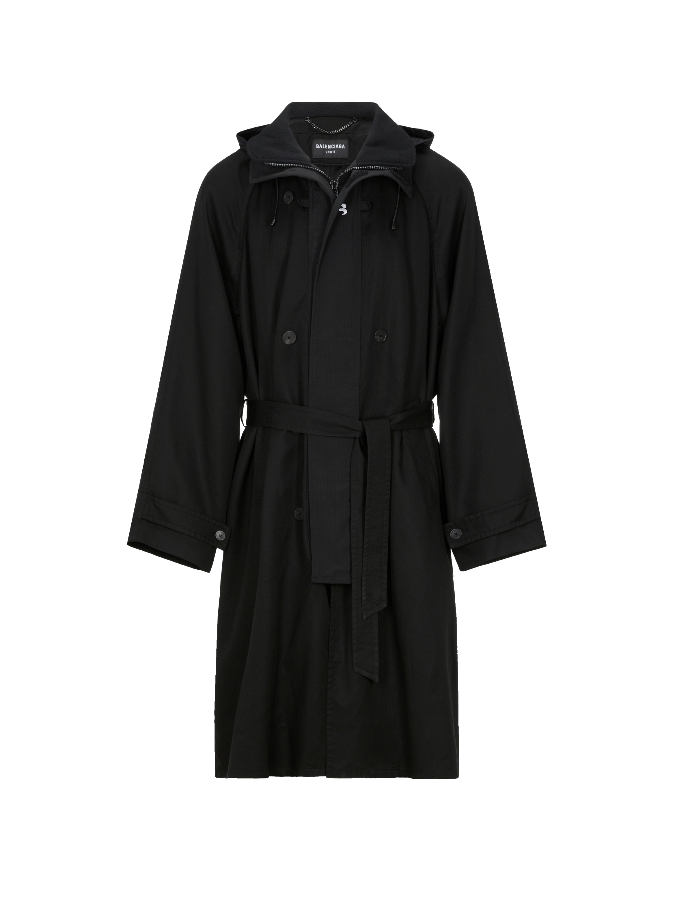 Trench à capuche en gabardine