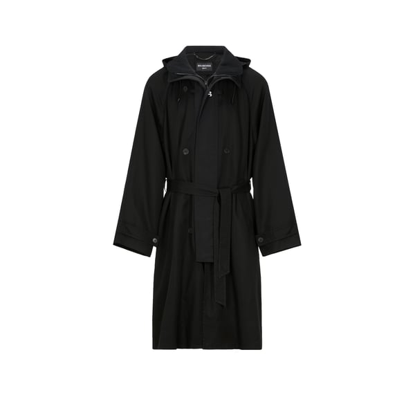Trench à capuche en gabardine