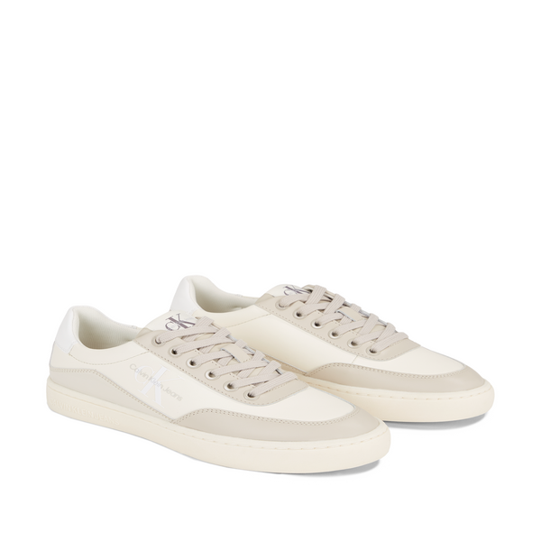 Calvin Klein Leather Trainers In Neutral