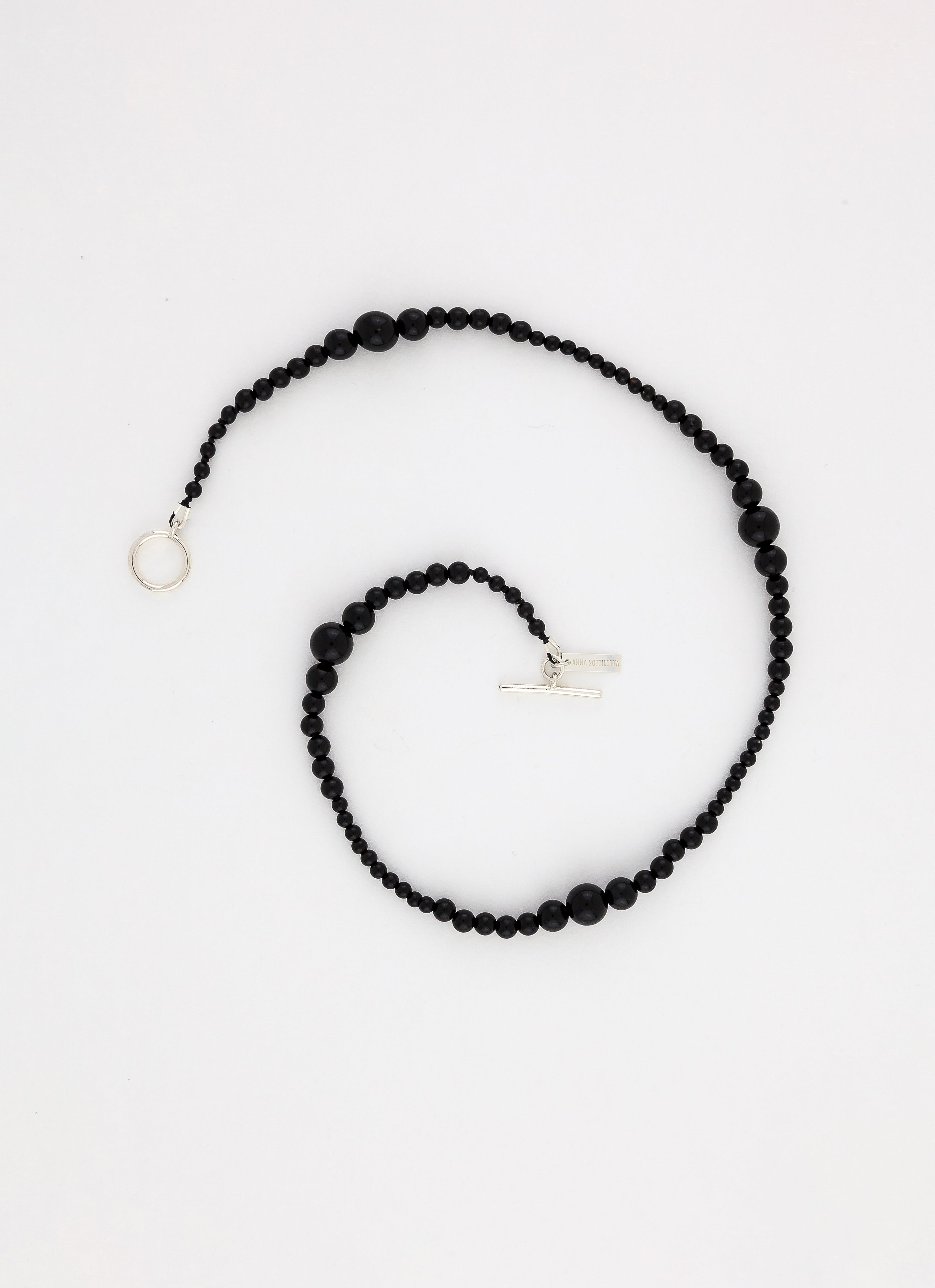 Collier perlé swell onyx noir argent 925 ANNA SOTTILOTTA Noir