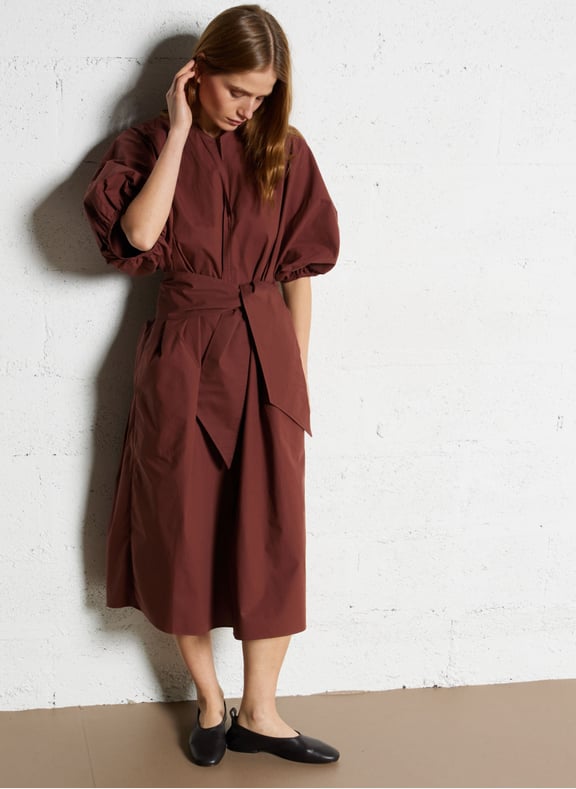 Robe longue col v en coton organique alger Marron by SOEUR SOEUR Robe longue col v en coton organique alger Marron