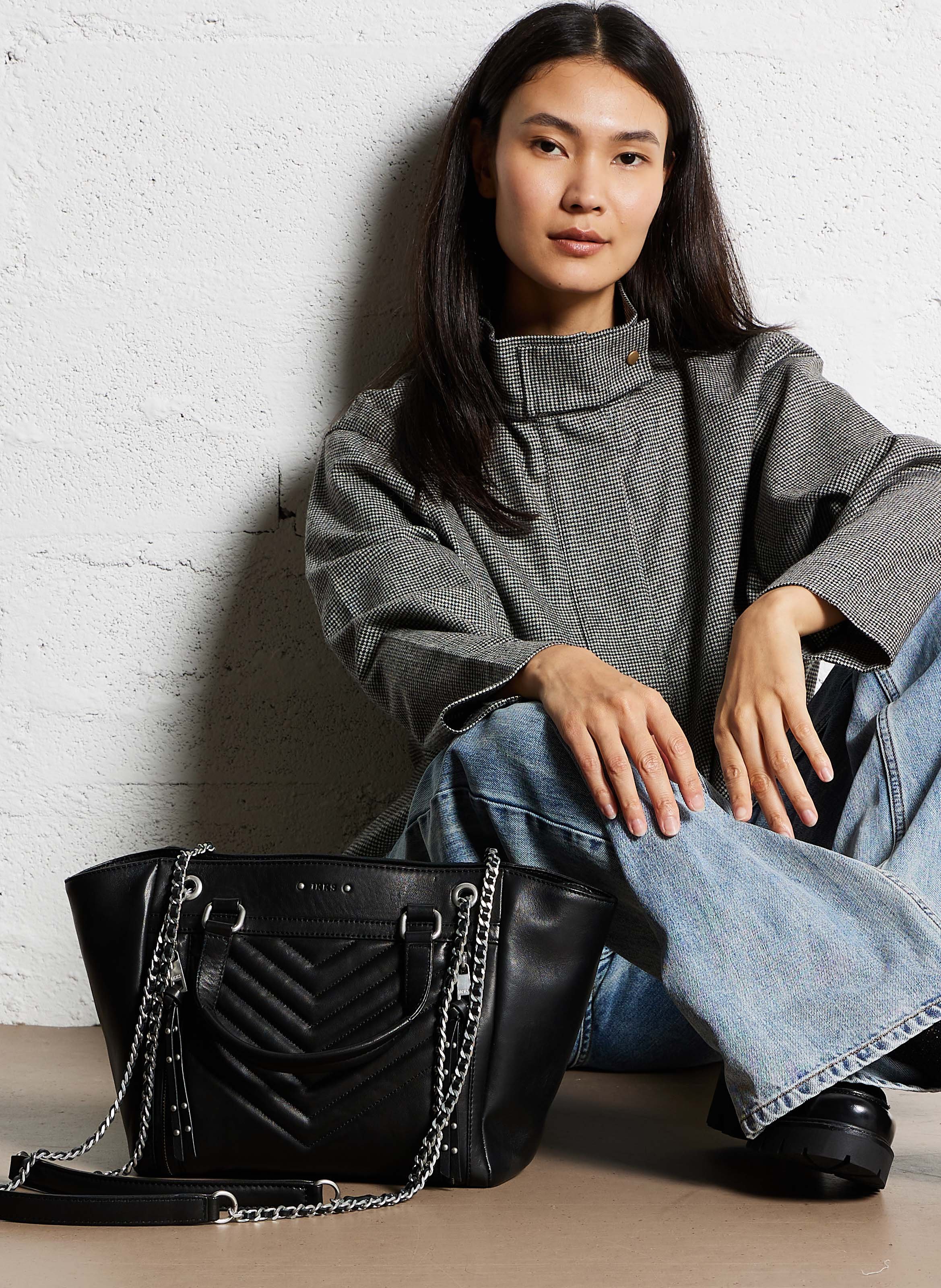 Sac cabas en cuir IKKS Noir