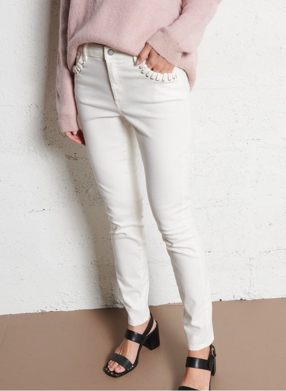 Jean slim détail lacets nina Blanc by IKKS IKKS Jean slim détail lacets nina Blanc