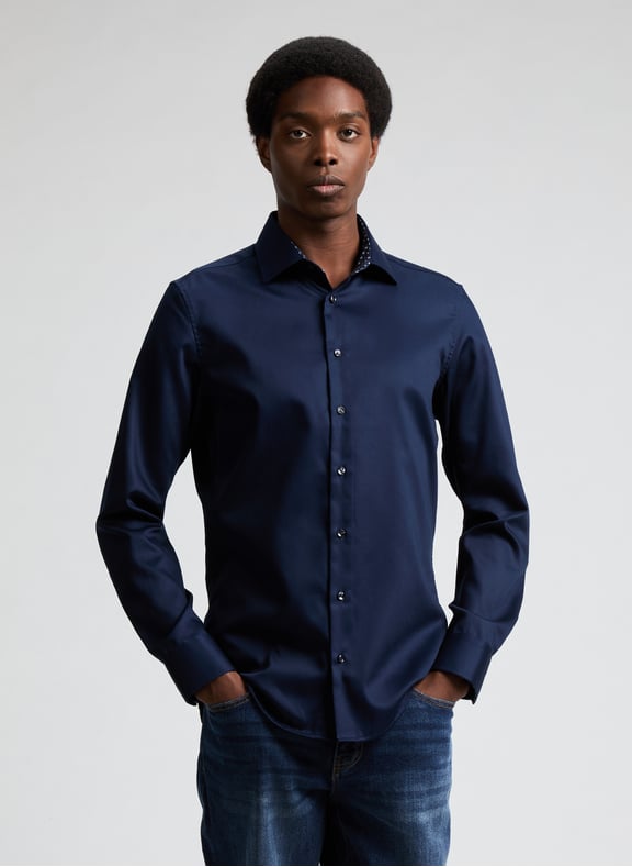Chemise slim en coton Bleu by SEIDENSTICKER SEIDENSTICKER Chemise slim en coton Bleu