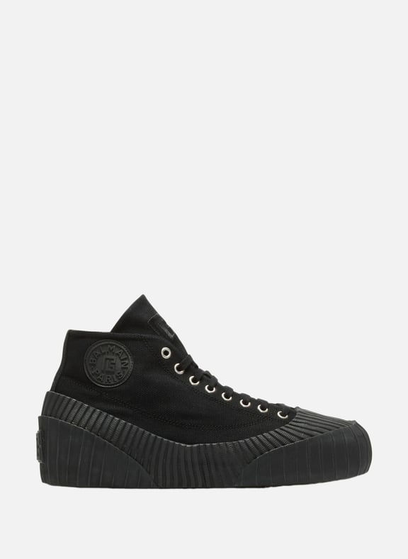 Sneakers riff low en toile Noir by BALMAIN BALMAIN Sneakers riff low en toile Noir