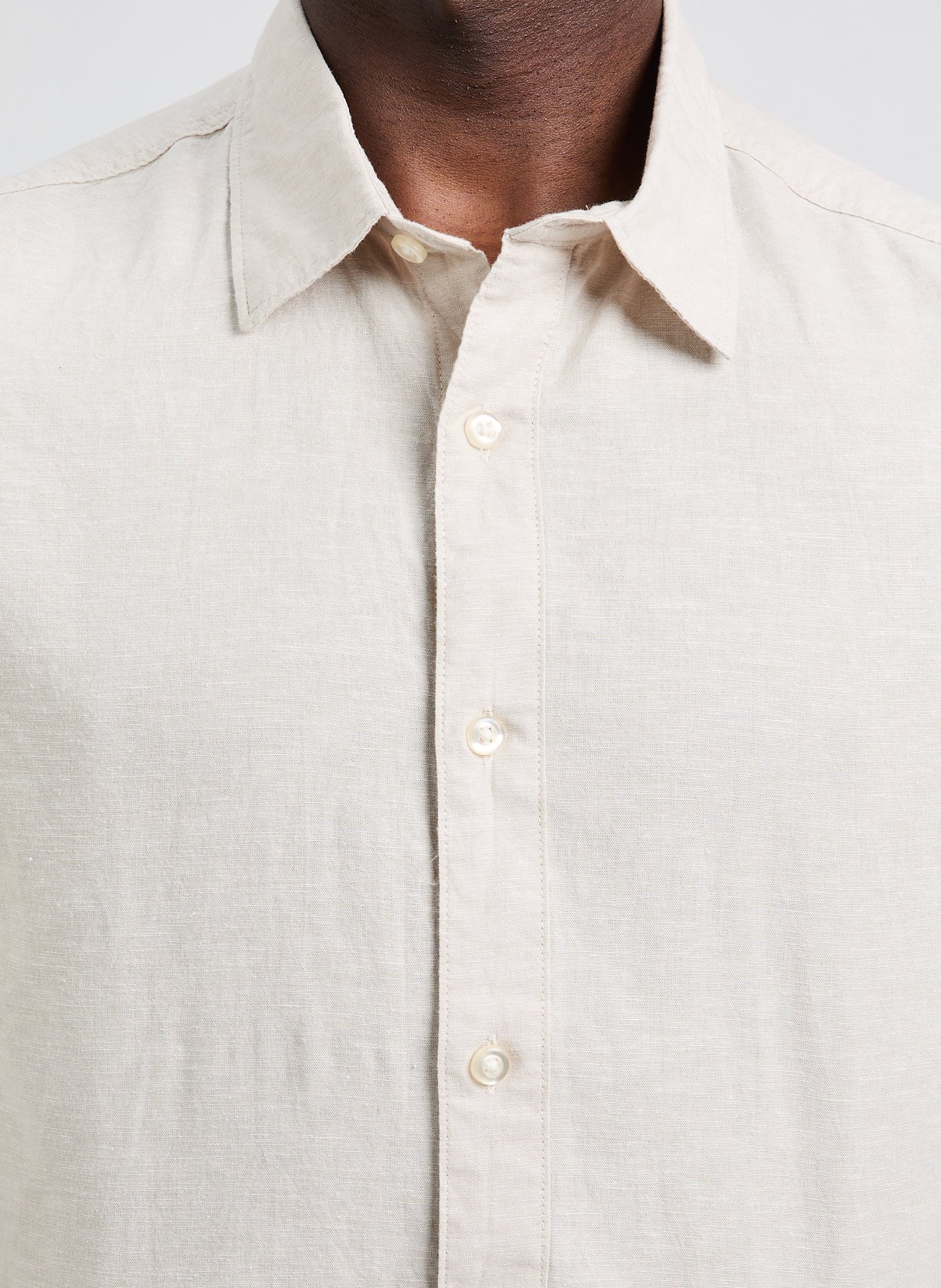 Straight shirt in cotton and linen SELECTED Beige