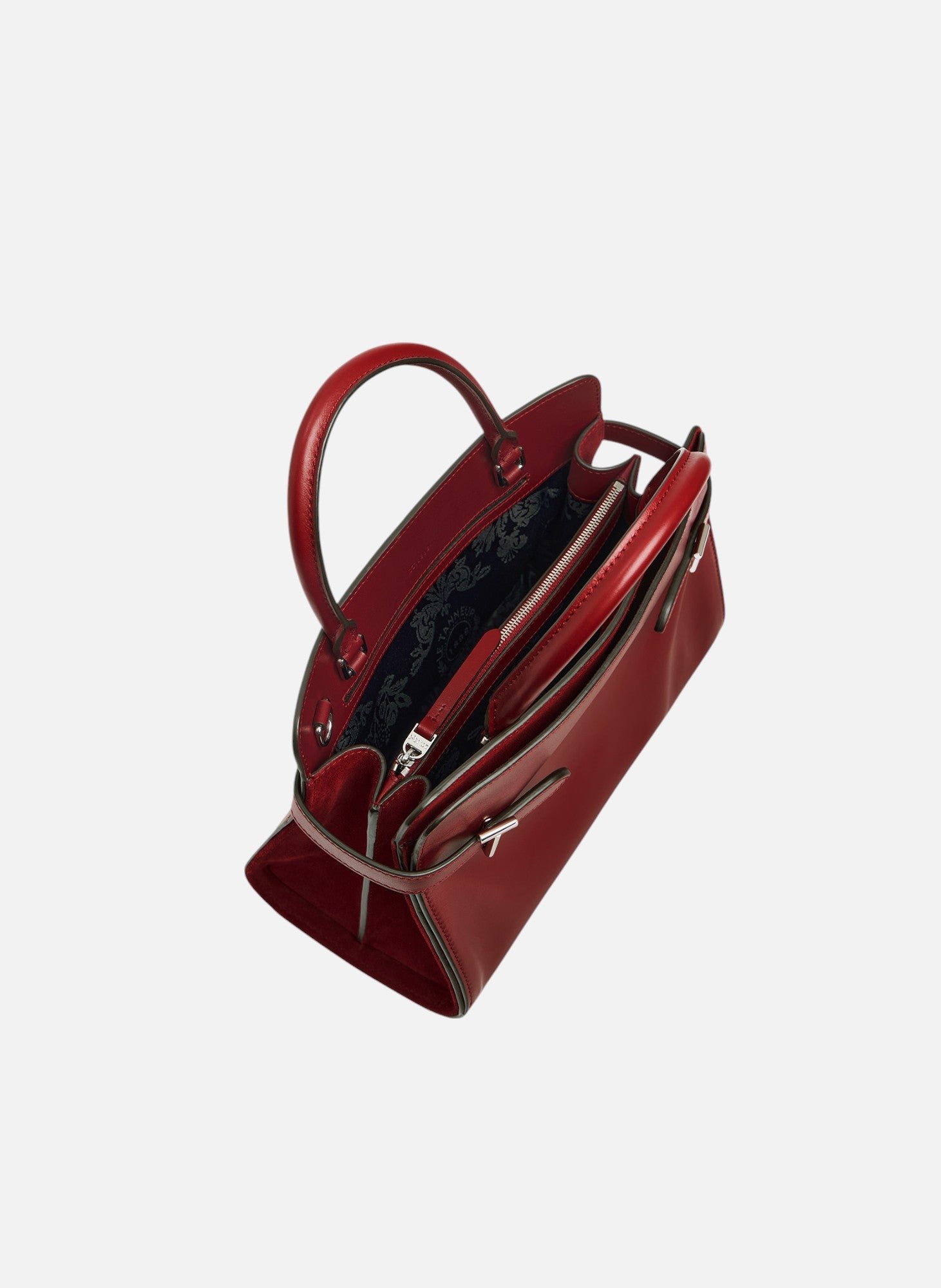 Sac à main moyen modèle emie en cuir lisse et nubuck LE TANNEUR Rouge