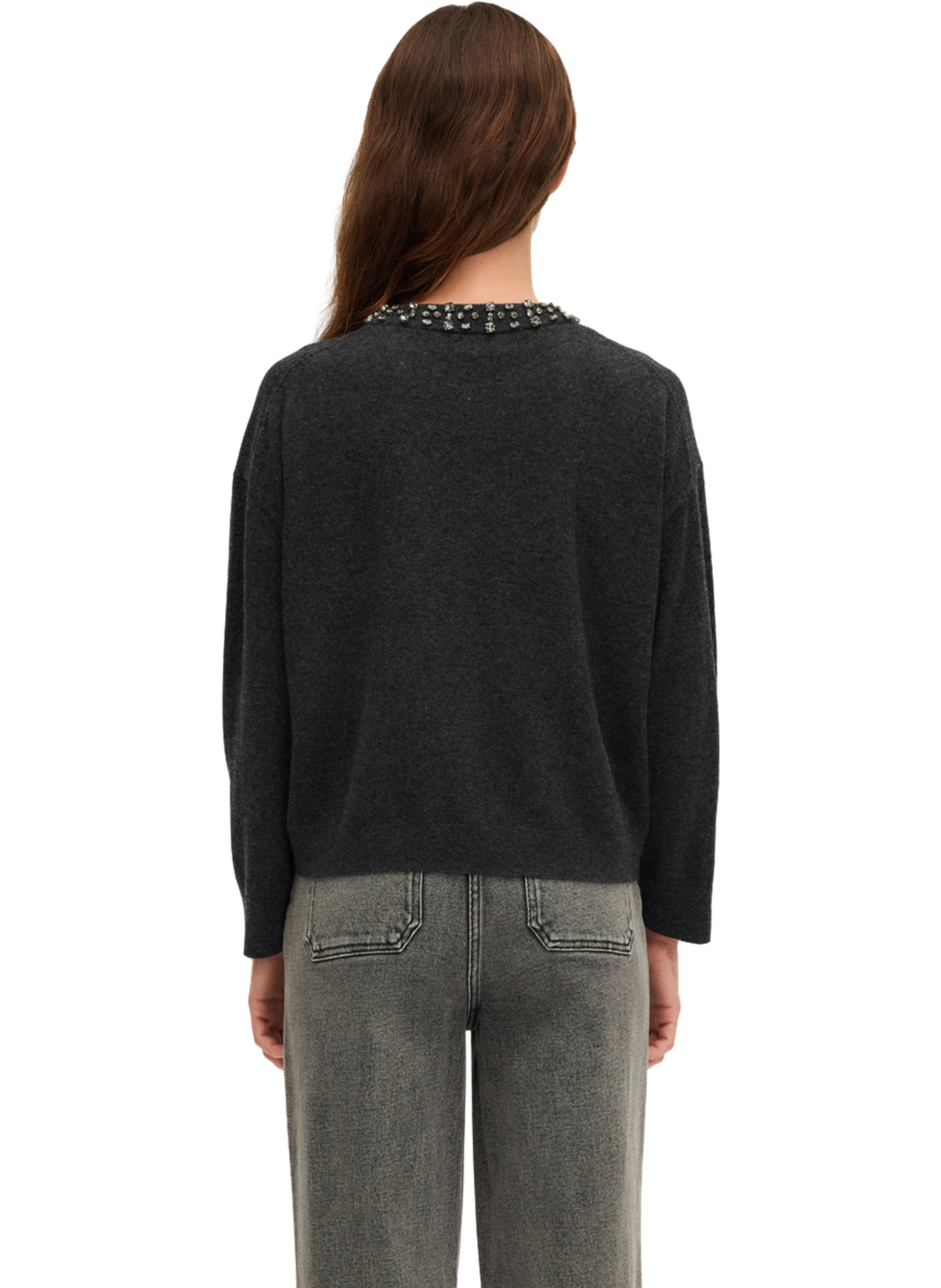 Pull en laine au col en strass - edia PABLO Gris