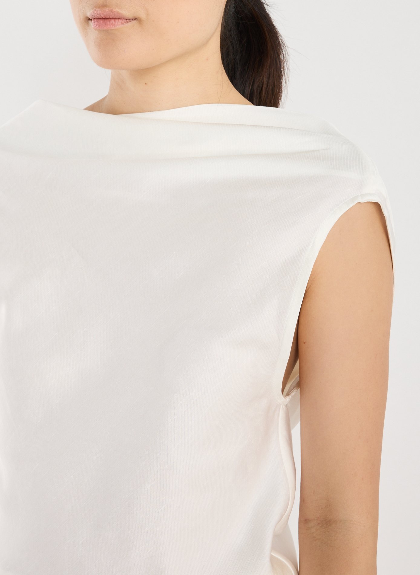 Top asymétrique en lin mélangé MARQUES ALMEIDA Blanc