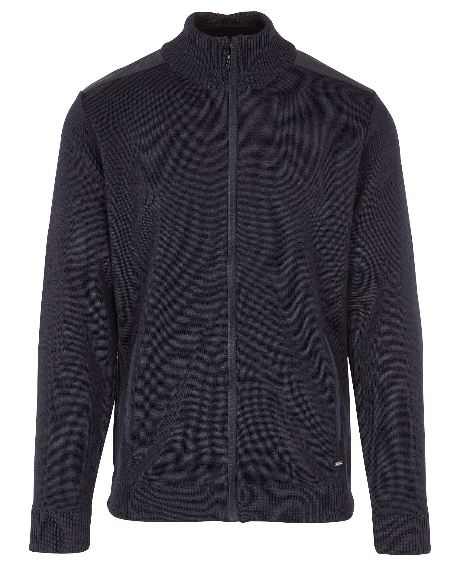 Gilet zippé à coudières en laine mélangée ARMOR-LUX Bleu