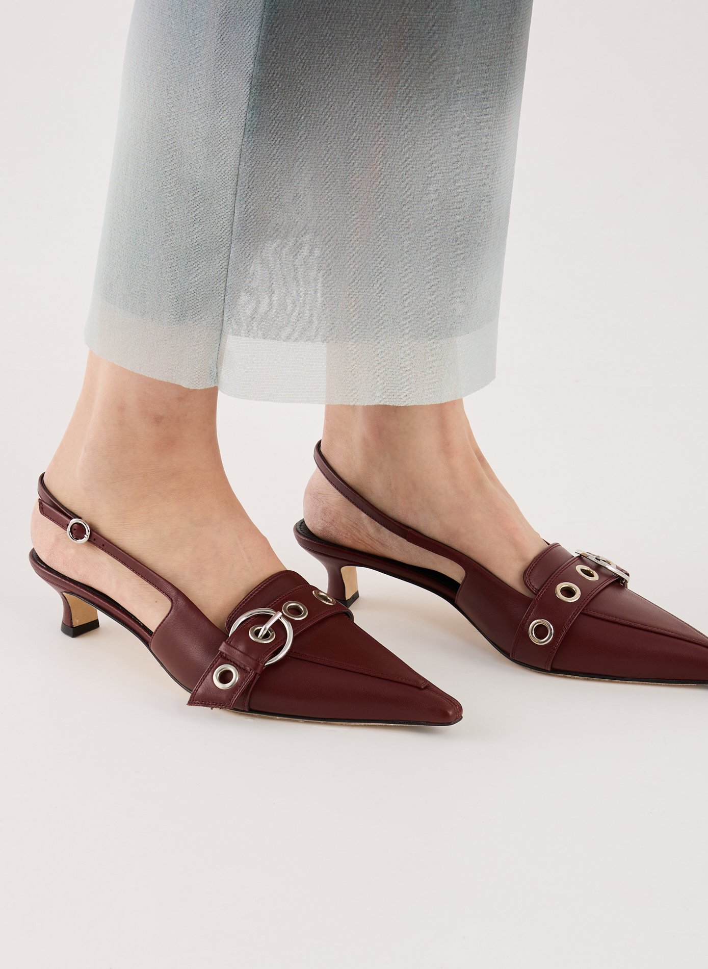 Sling-back unies en cuir AEYDE Rouge