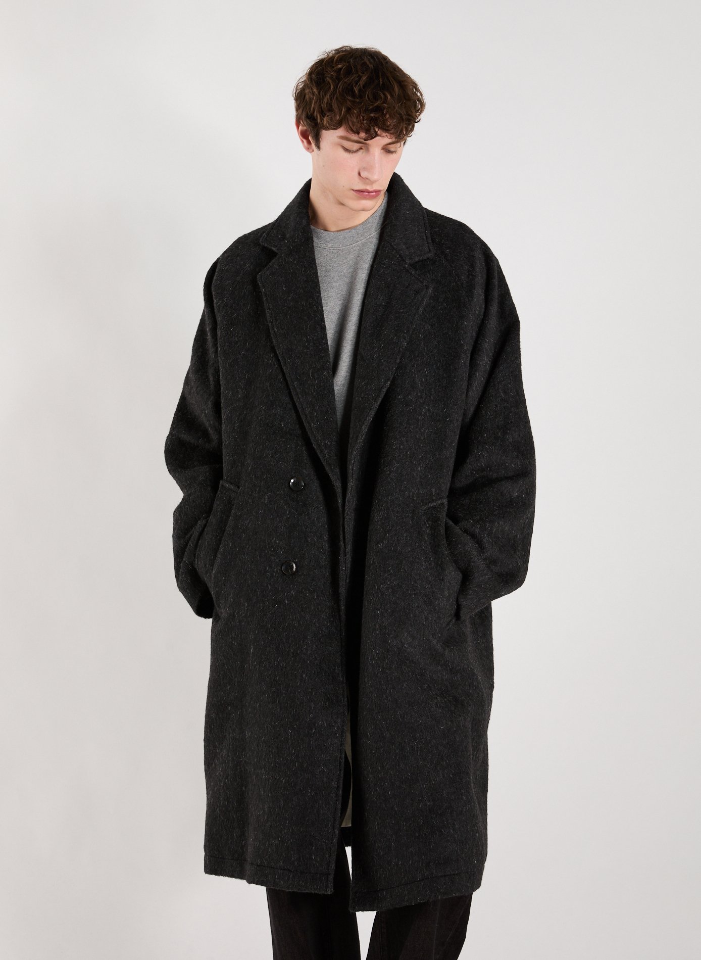 MERELY MADE Oversized wool blend coat Black
