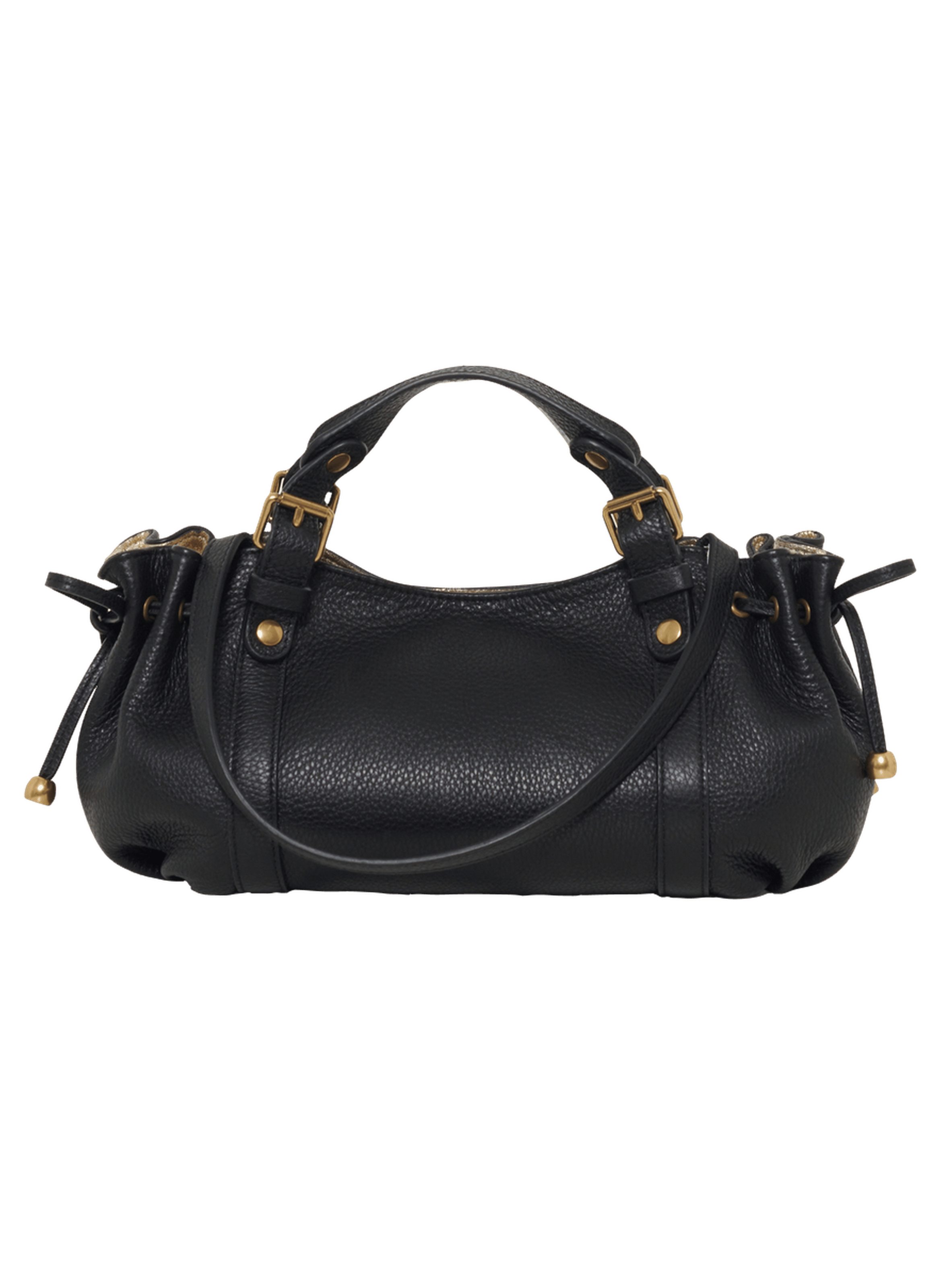 Mini sac à main en cuir grainé intérieur métallisé– 12h GERARD DAREL Doré