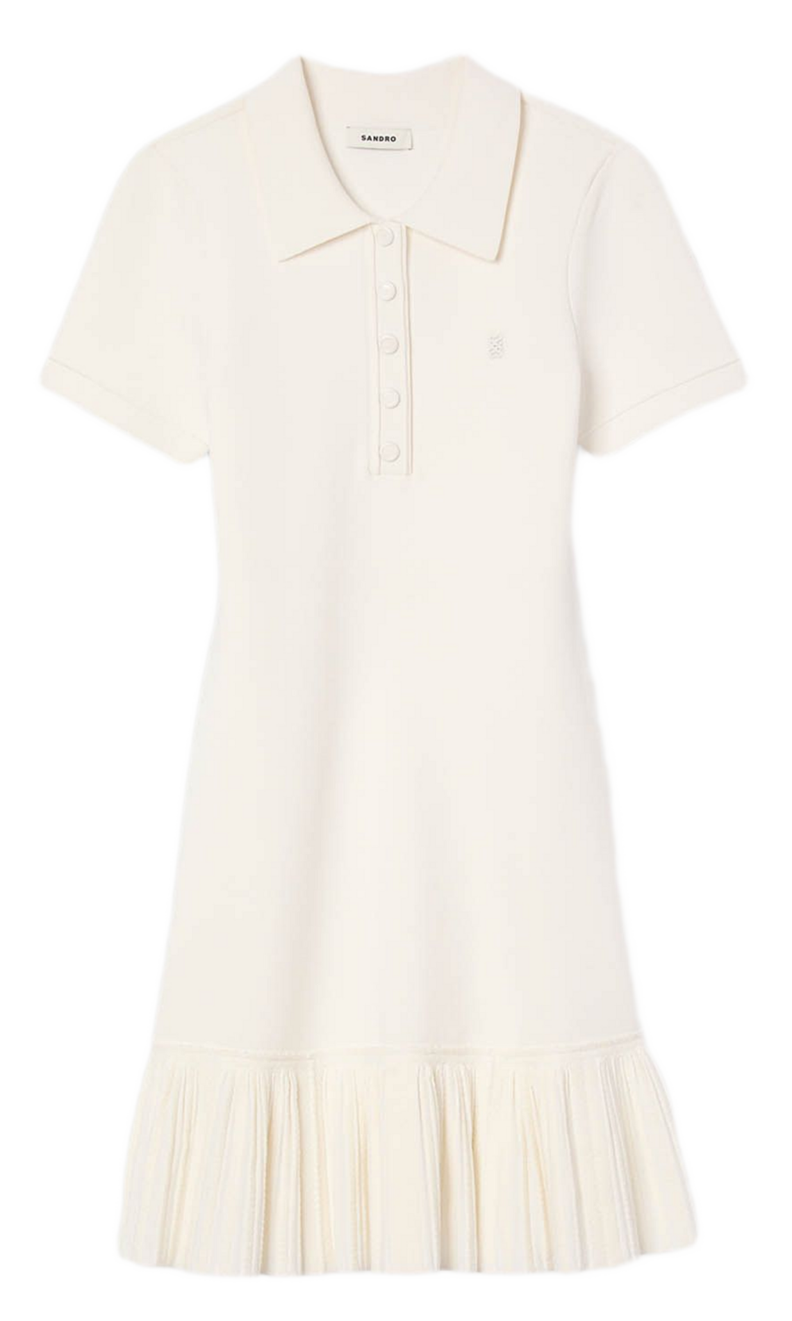 Robe courte col polo SANDRO Blanc