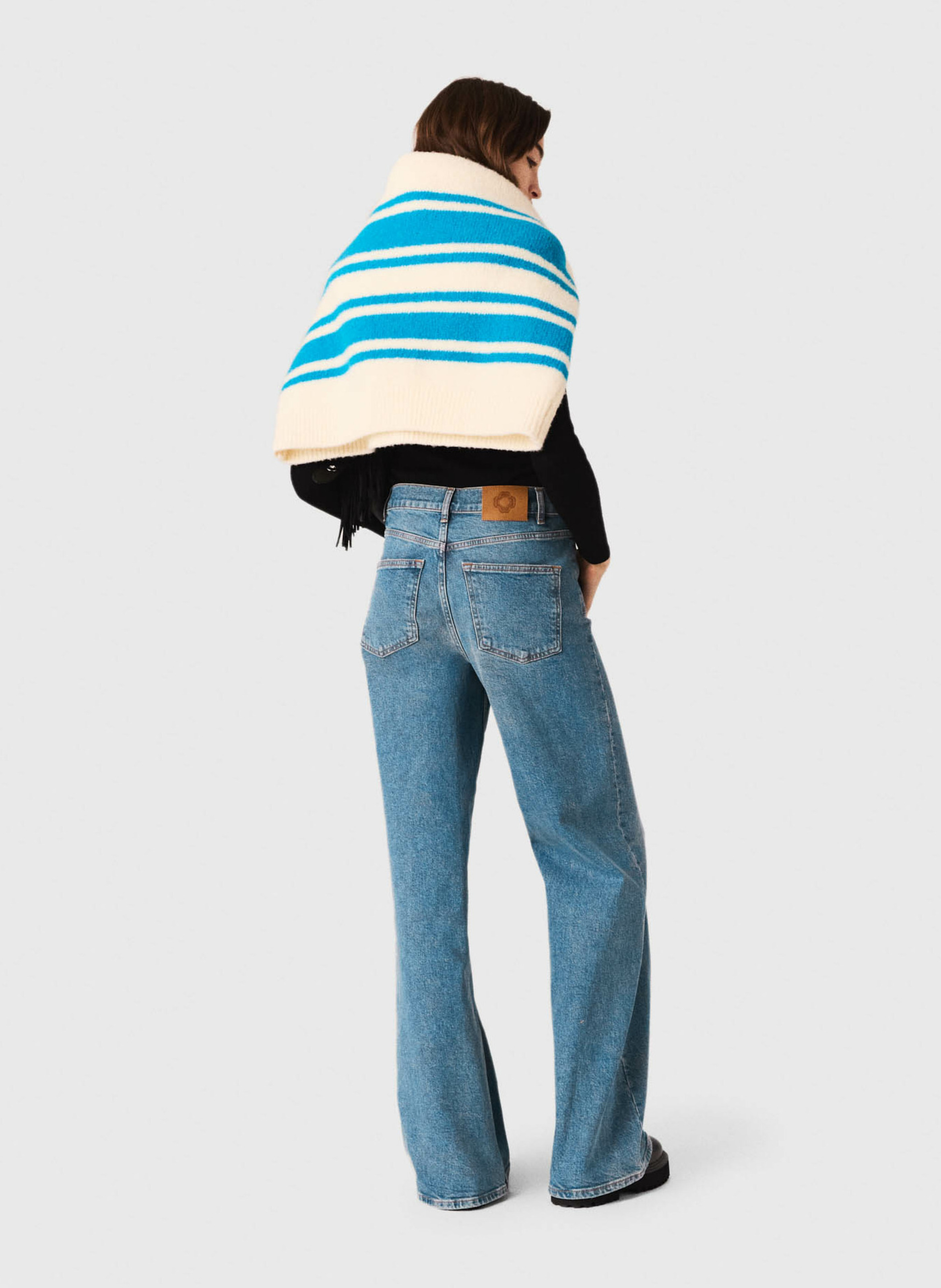 Jean droit en coton mélangé MAJE Bleu