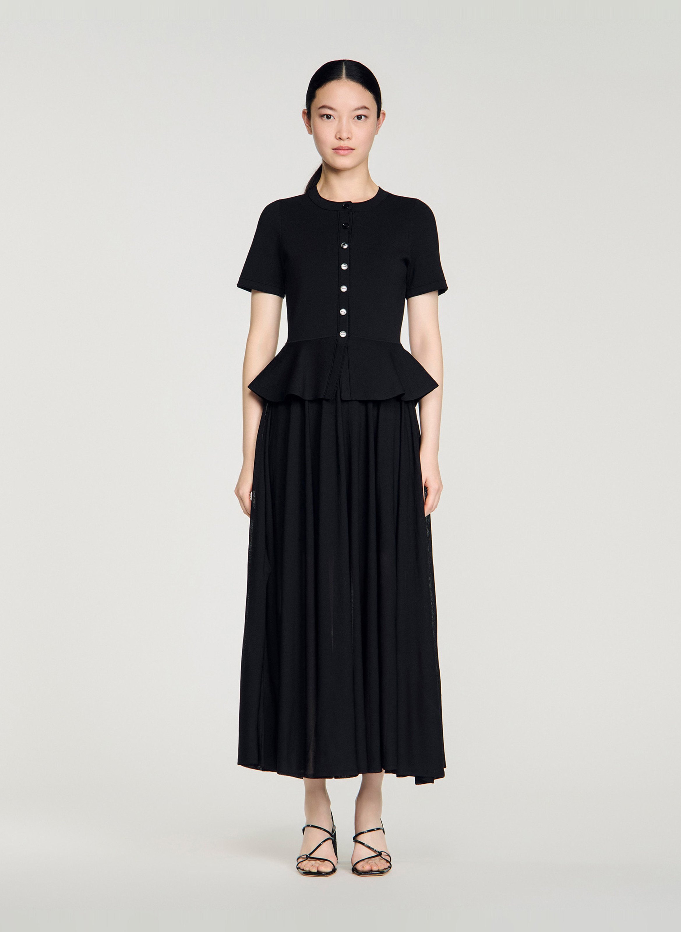 Robe longue col rond SANDRO Noir