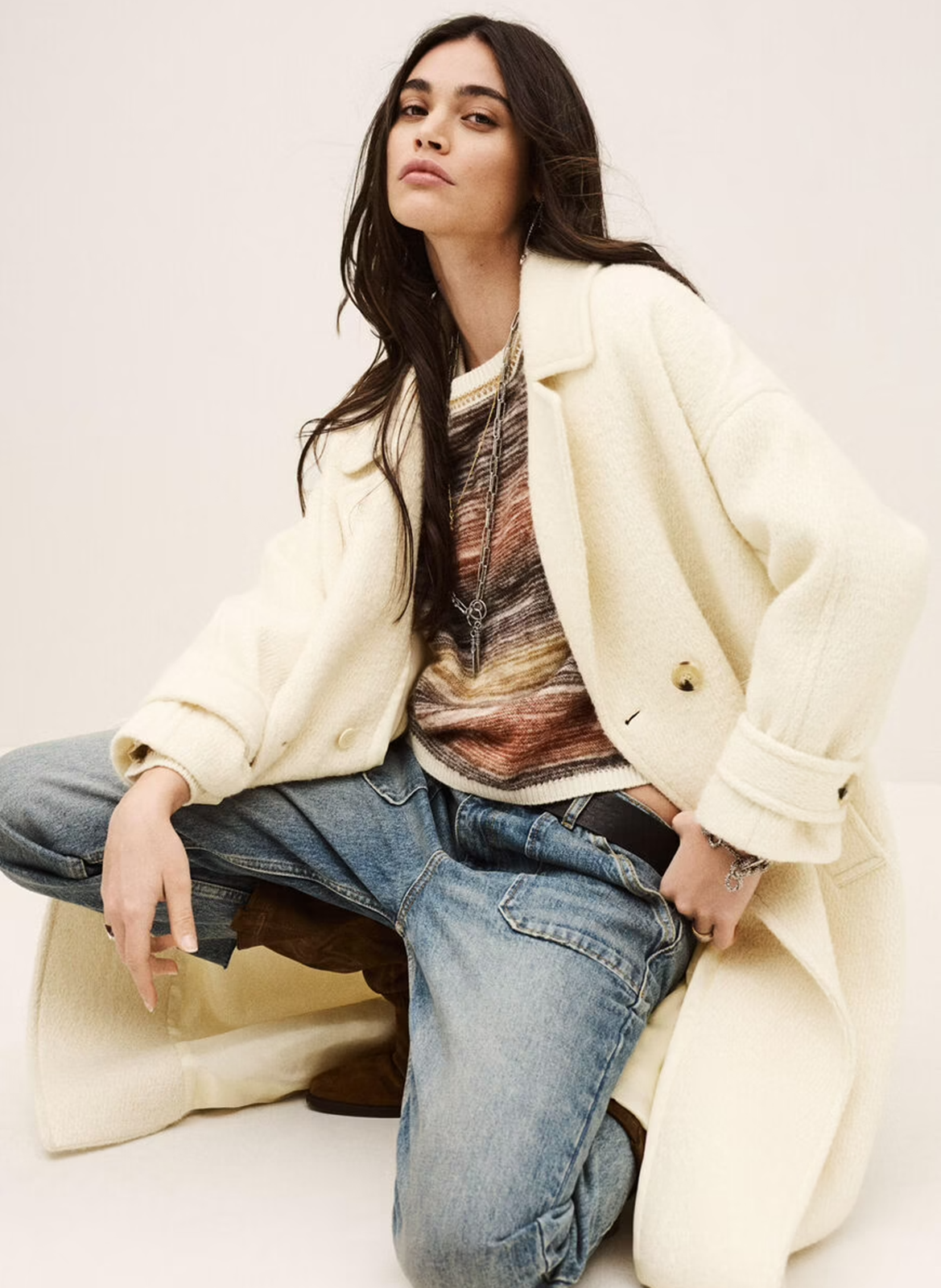 Manteau long oversize en laine mélangée wayla BA&SH Beige