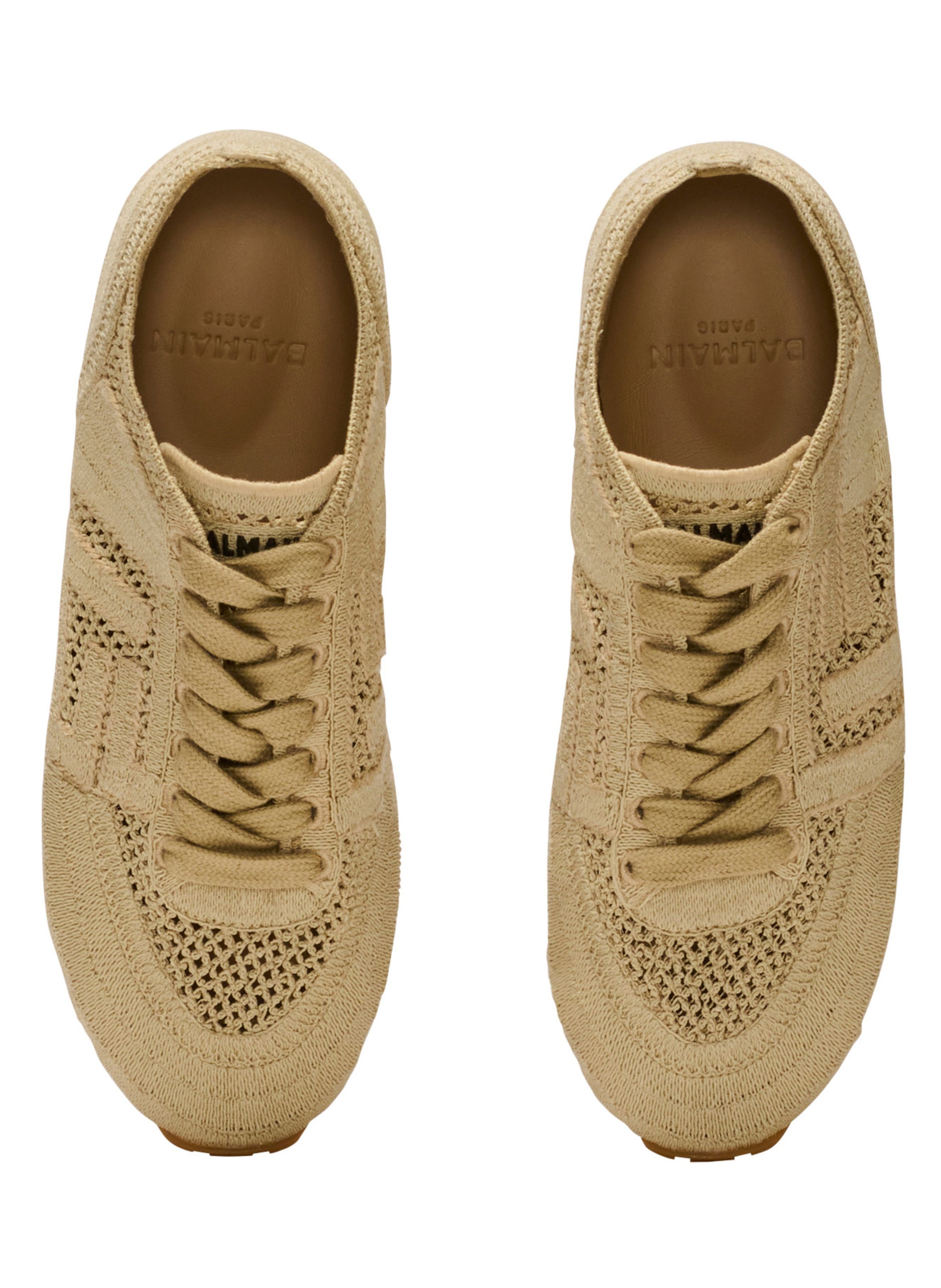 Baskets racer 45 en macramé BALMAIN Beige