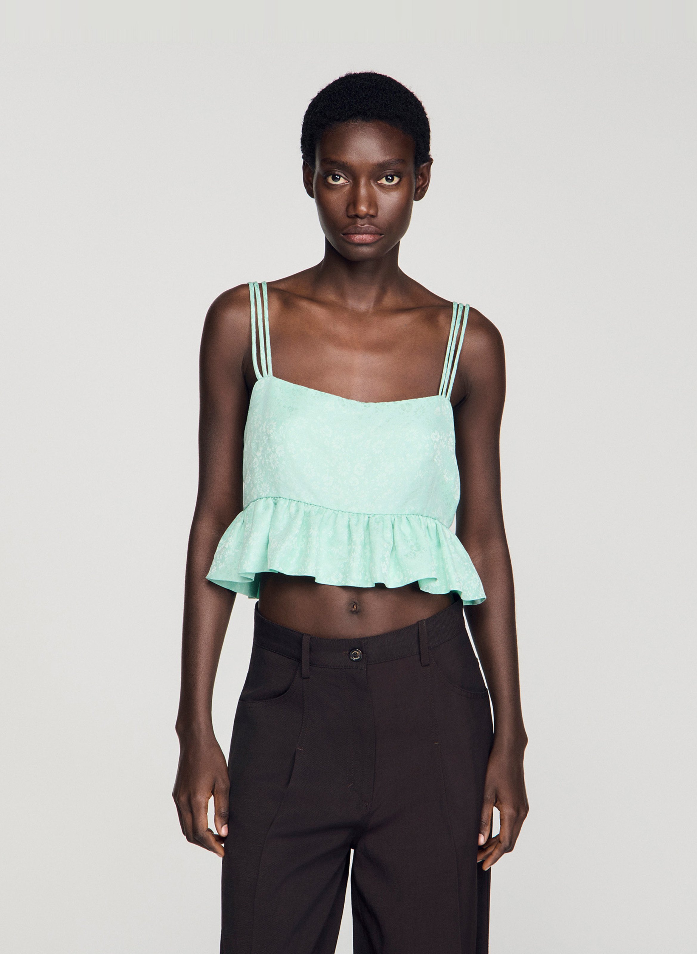 Top court jacquard SANDRO Vert