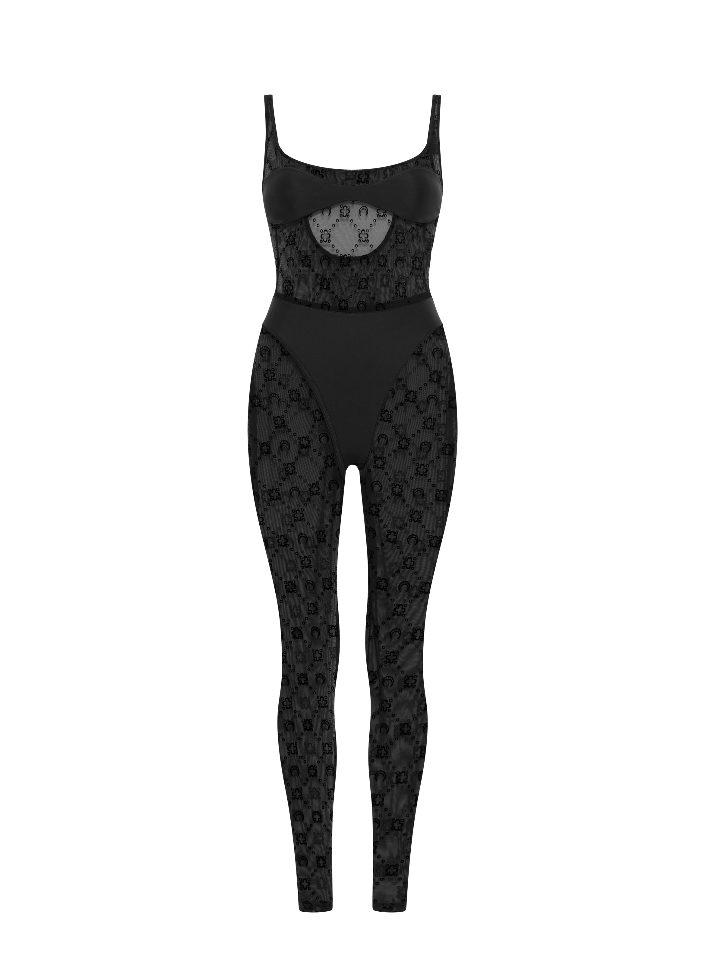 Moonogram mesh flock catsuit MARINE SERRE Black