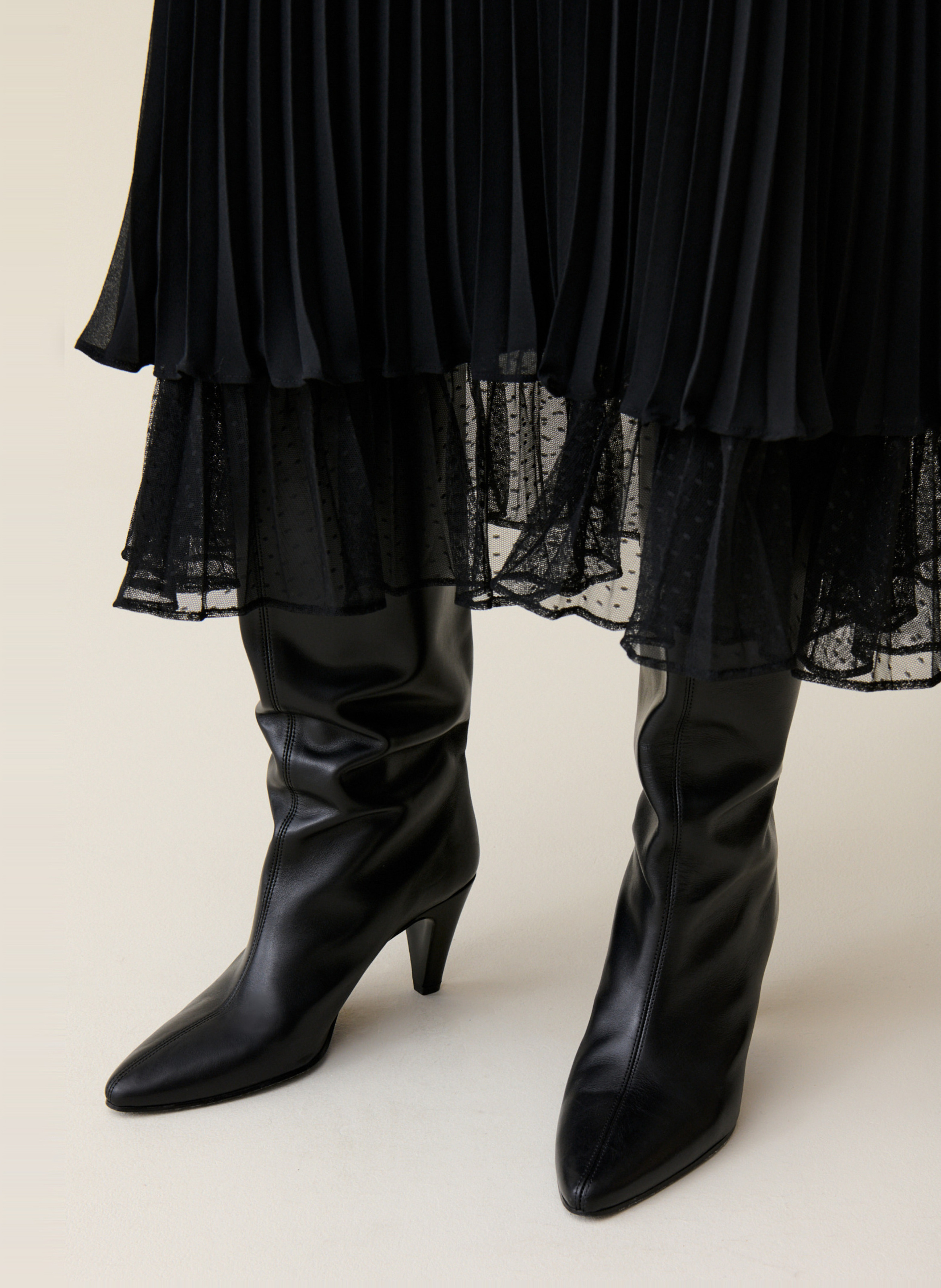 Jupe midi fluide plissée CLAUDIE PIERLOT Noir