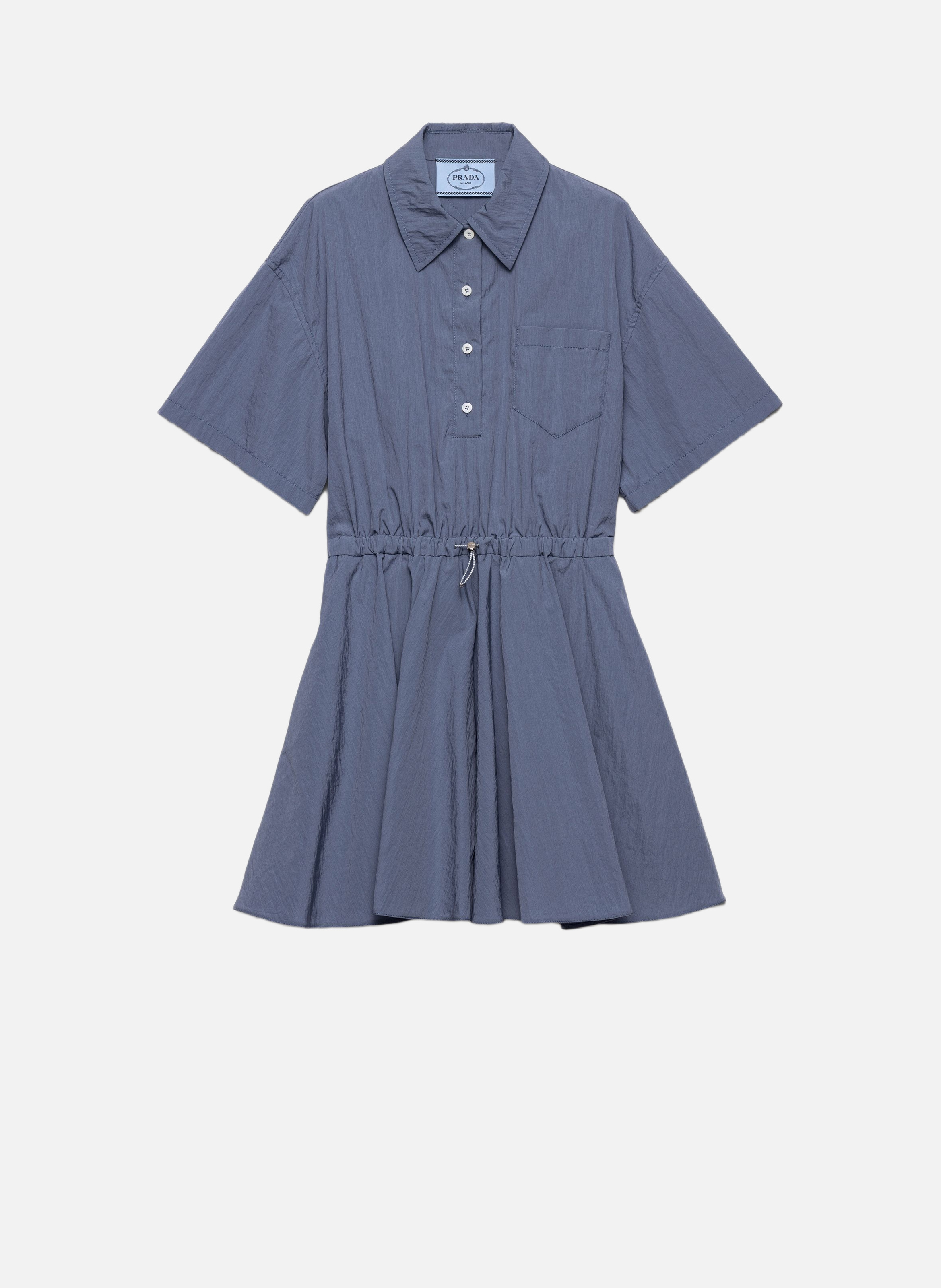 Robe à manches courtes en pongé technique PRADA Bleu