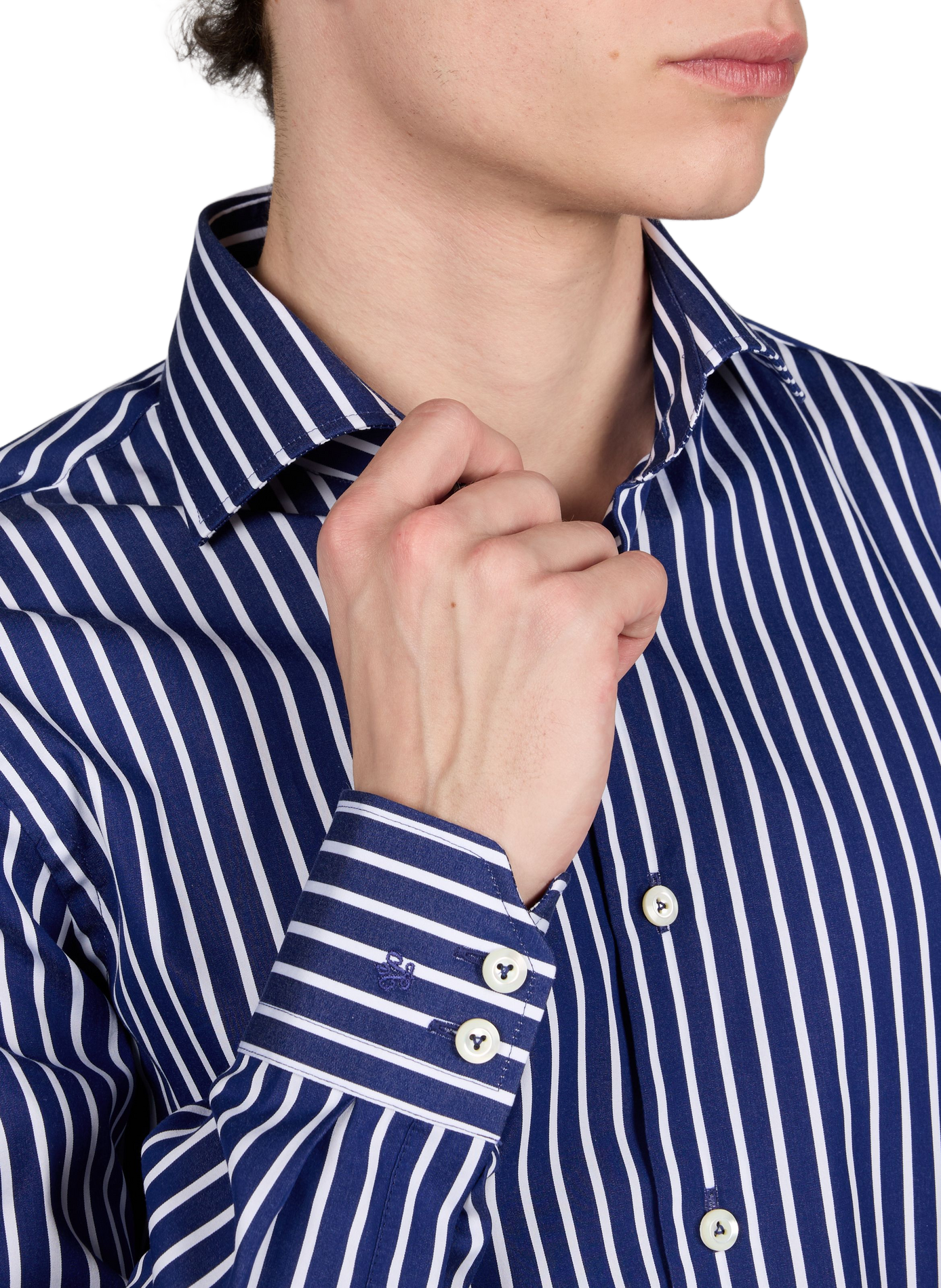Slim striped cotton shirt VAN LAACK Blue