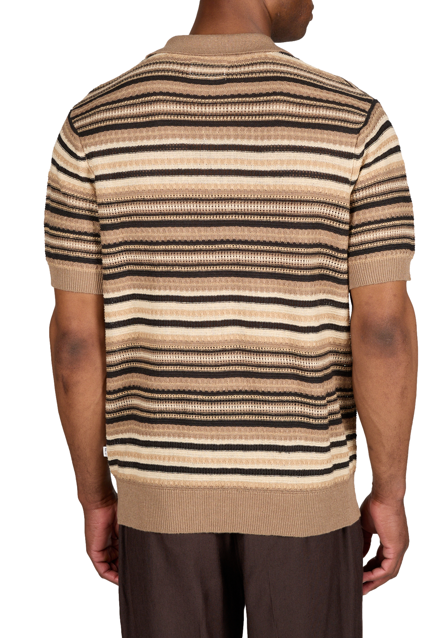 Striped linen knit Noam polo NN.07 Brown