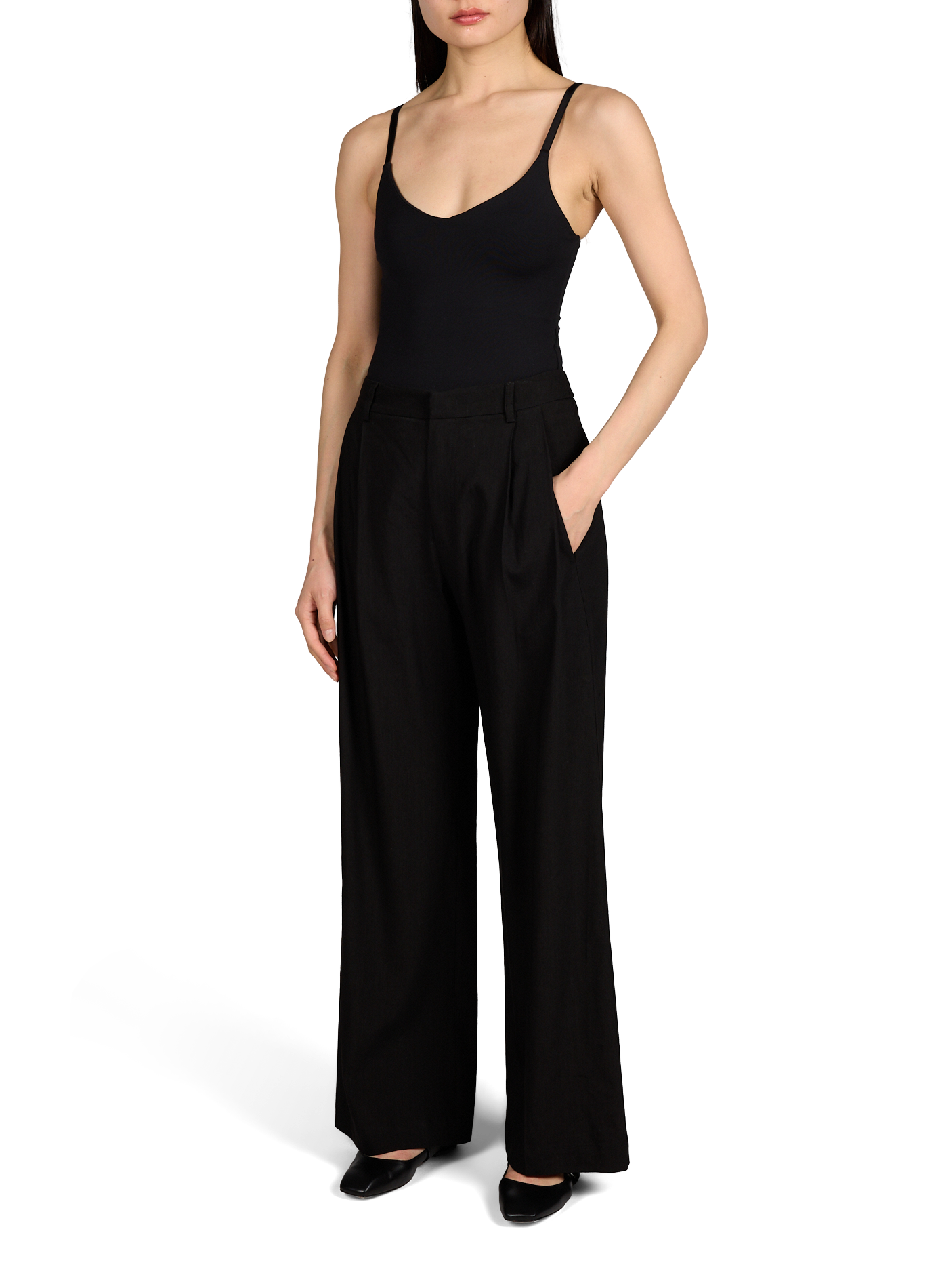 Pantalon palazzo Inside en lin TELA Noir
