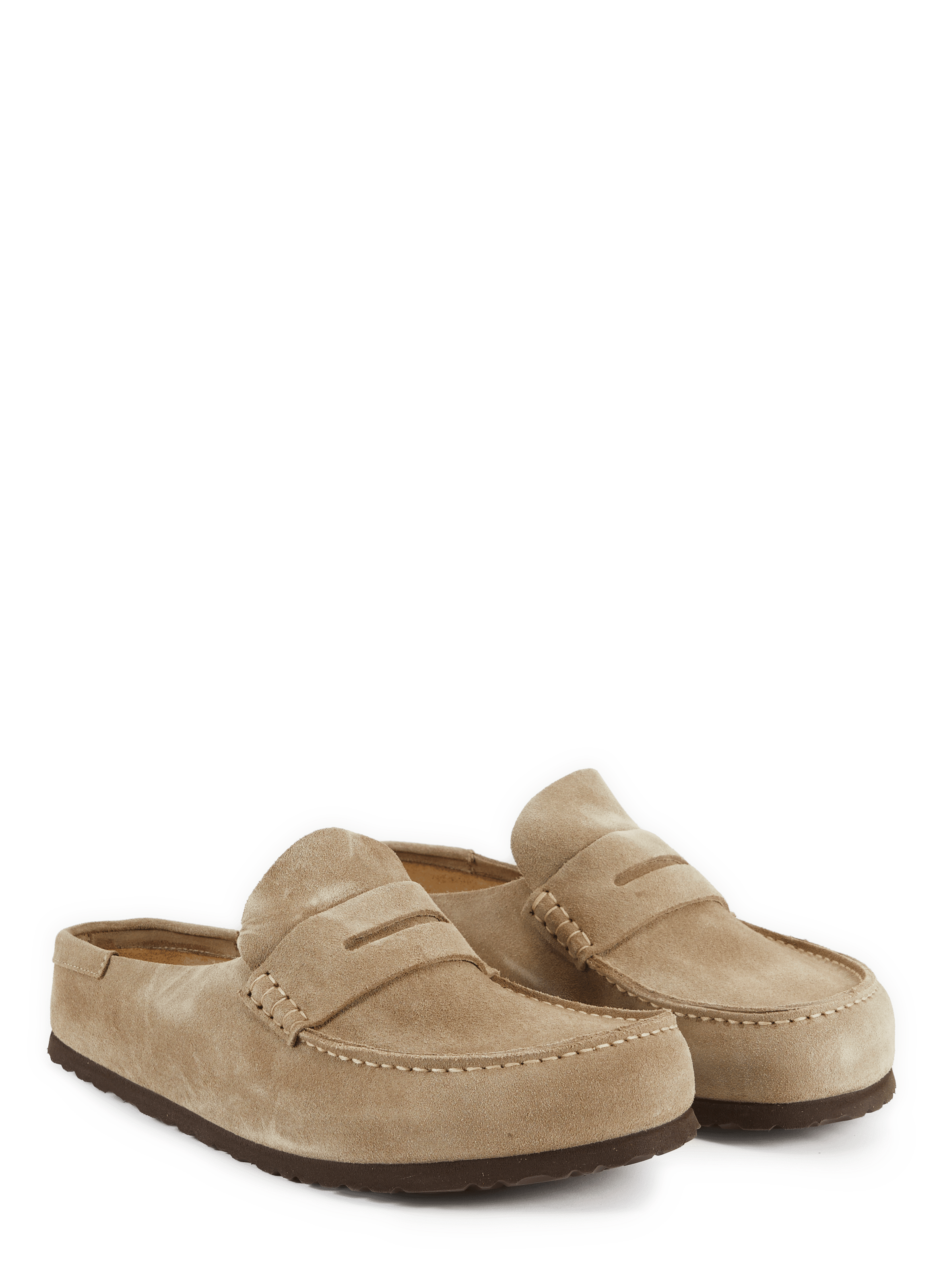 Mules Naples en cuir suédé Beige