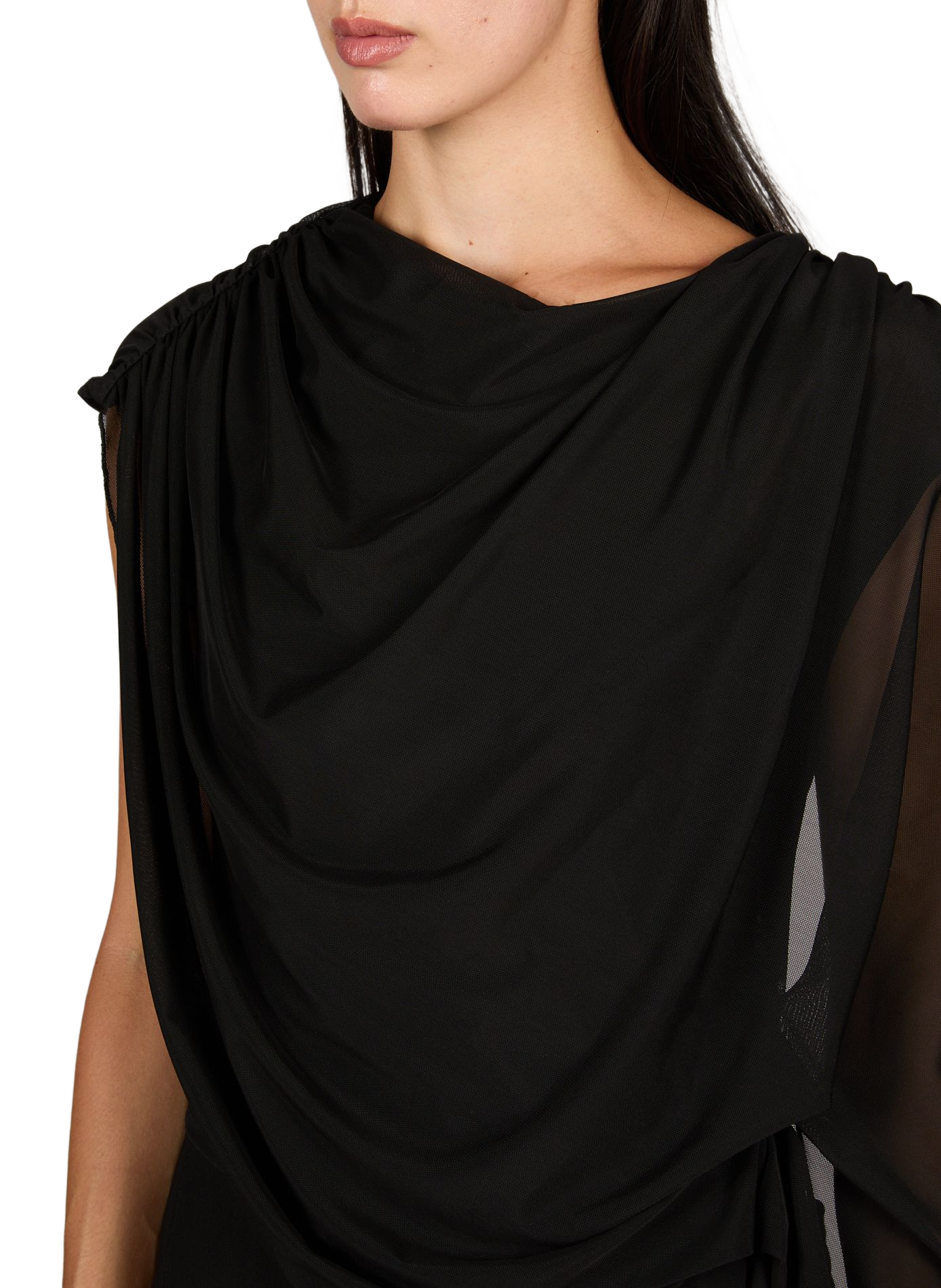 Asymmetrical draped overlay dress GESTUZ Black