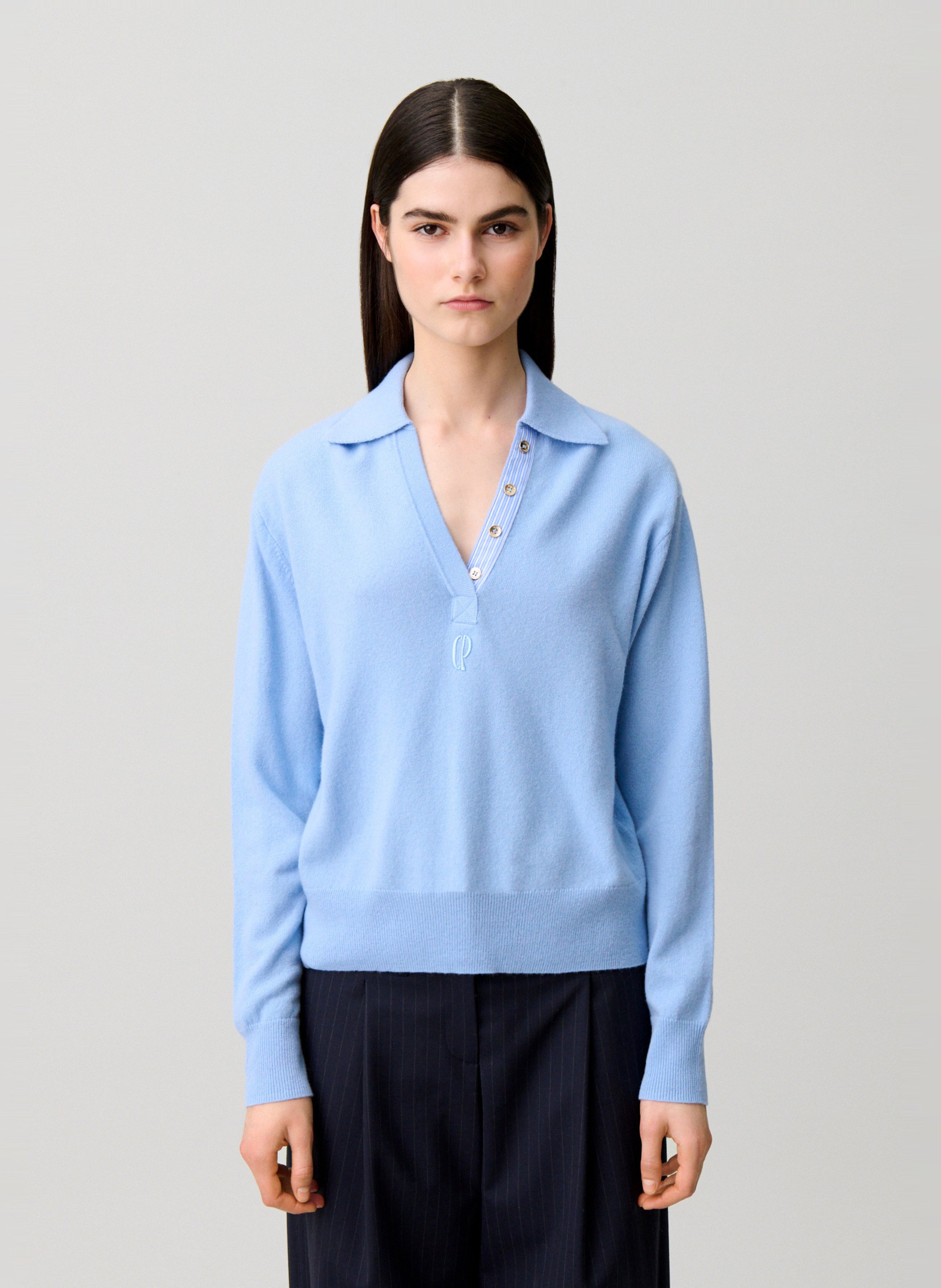 Pull droit en laine et cachemire CLAUDIE PIERLOT Bleu