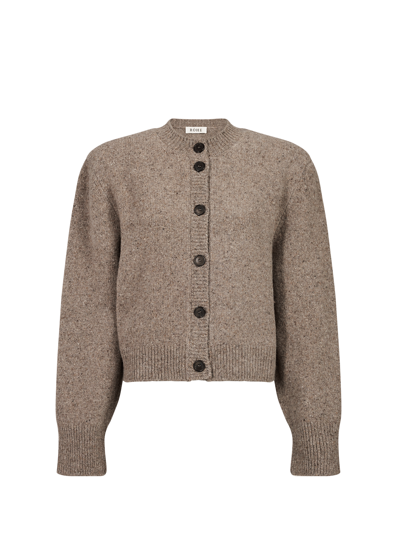Round neck cardigan with structured shoulders in blended wool ROHE FRAMES Grey