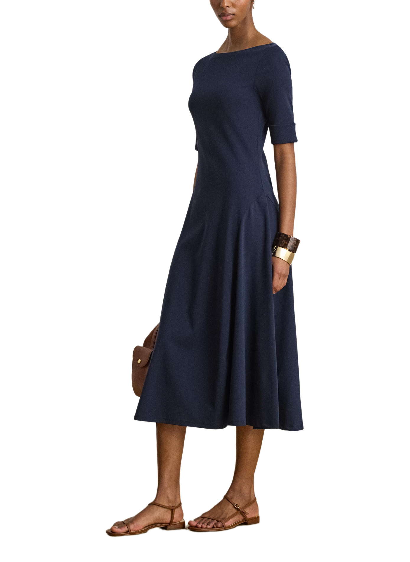Robe évasée en coton mélangé LAUREN Bleu