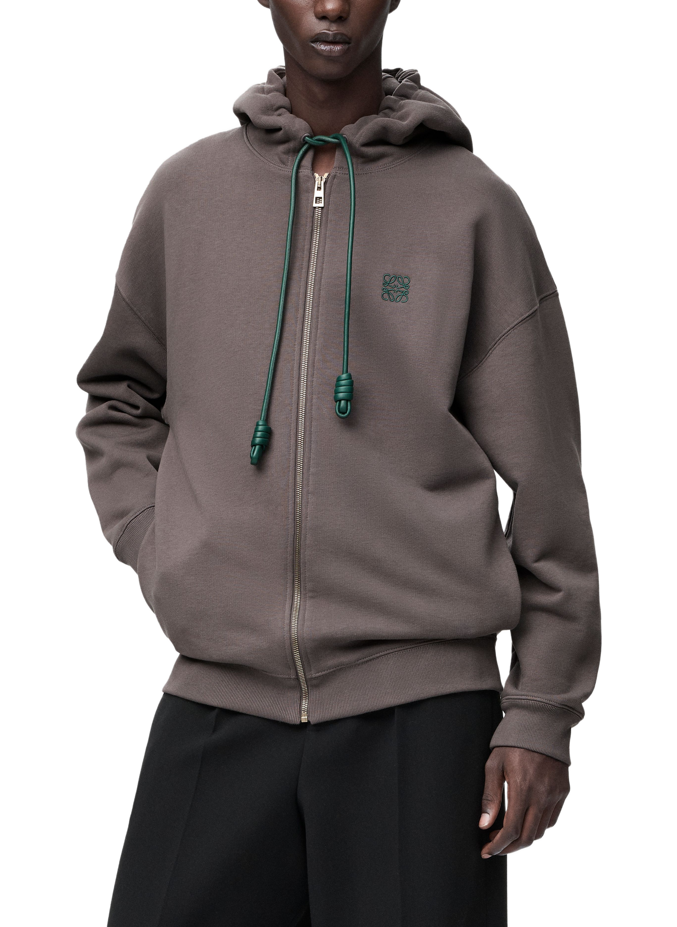 Kapuzen-Sweatshirt aus Baumwolle mit Reißverschluss LOEWE Grau