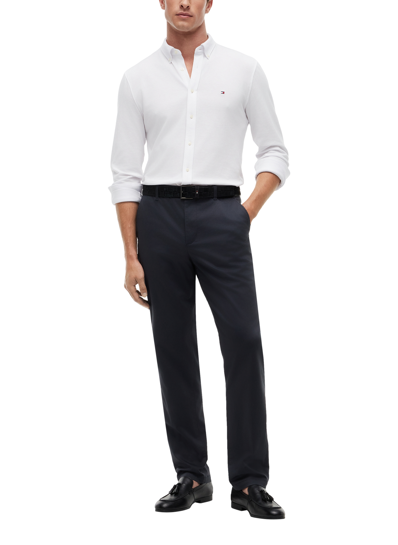 Pantalon chino slim droit Denton en coton mélangé TOMMY HILFIGER Bleu