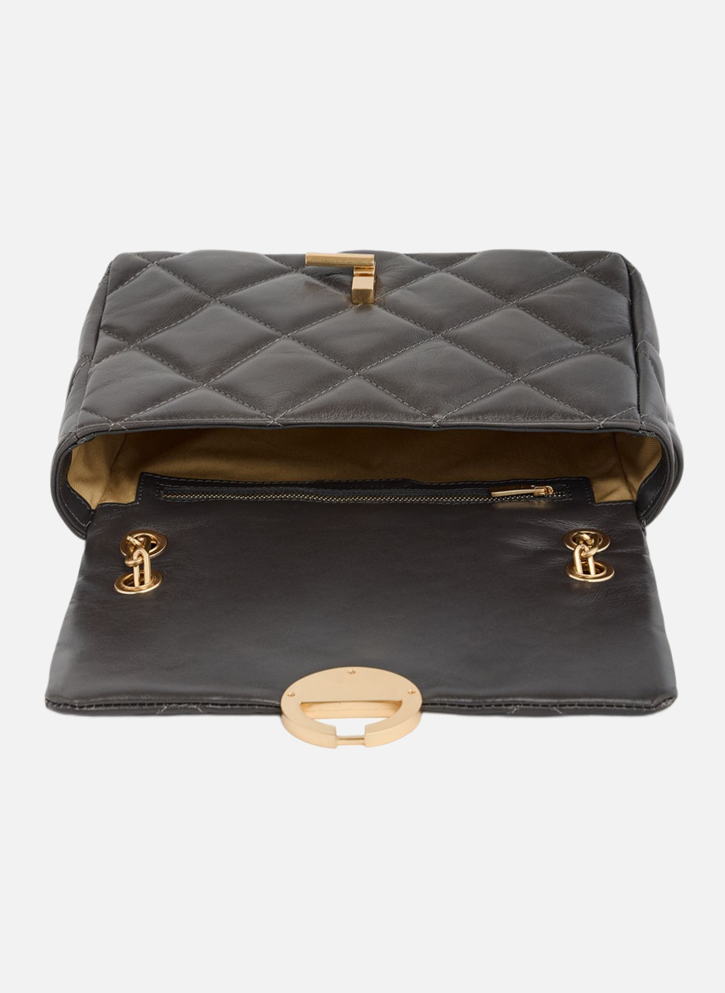Grand sac moon en cuir craquelé | Gris VANESSA BRUNO Femme