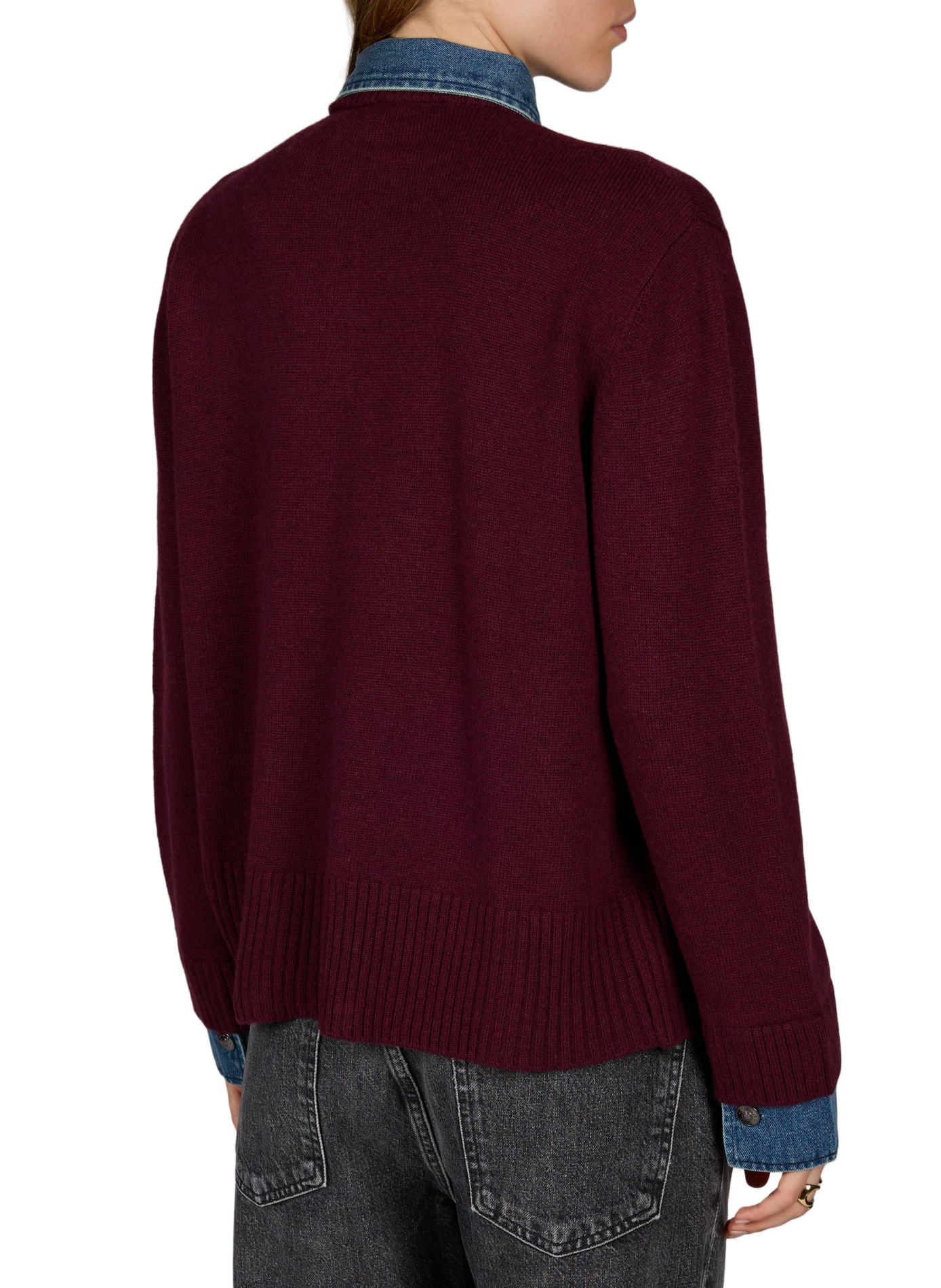 MARLO wool polo-neck sweater with a denim-effect finish BERENICE Red