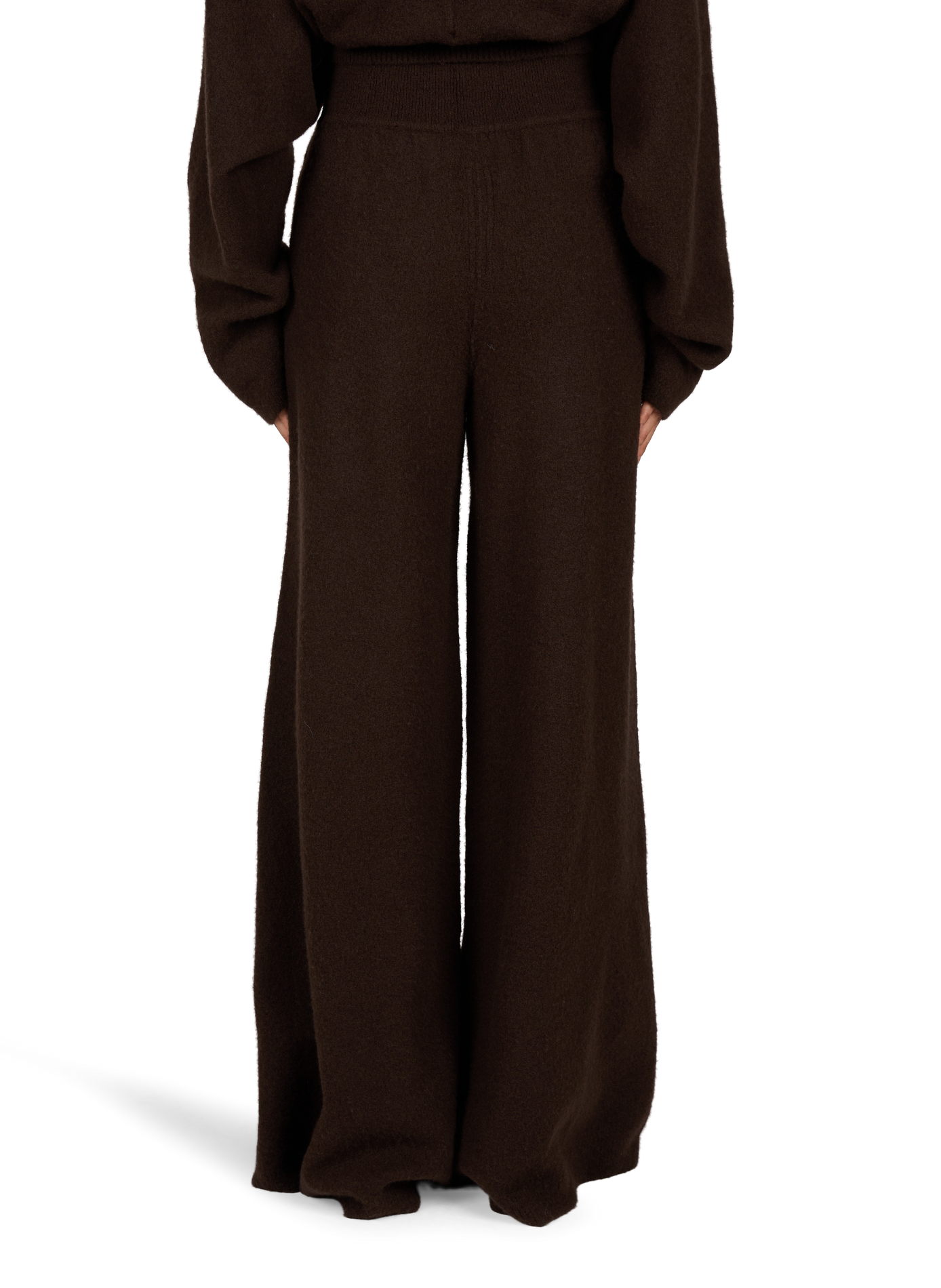 High-waisted flared trousers in a cashmere blend RICK OWENS Brown