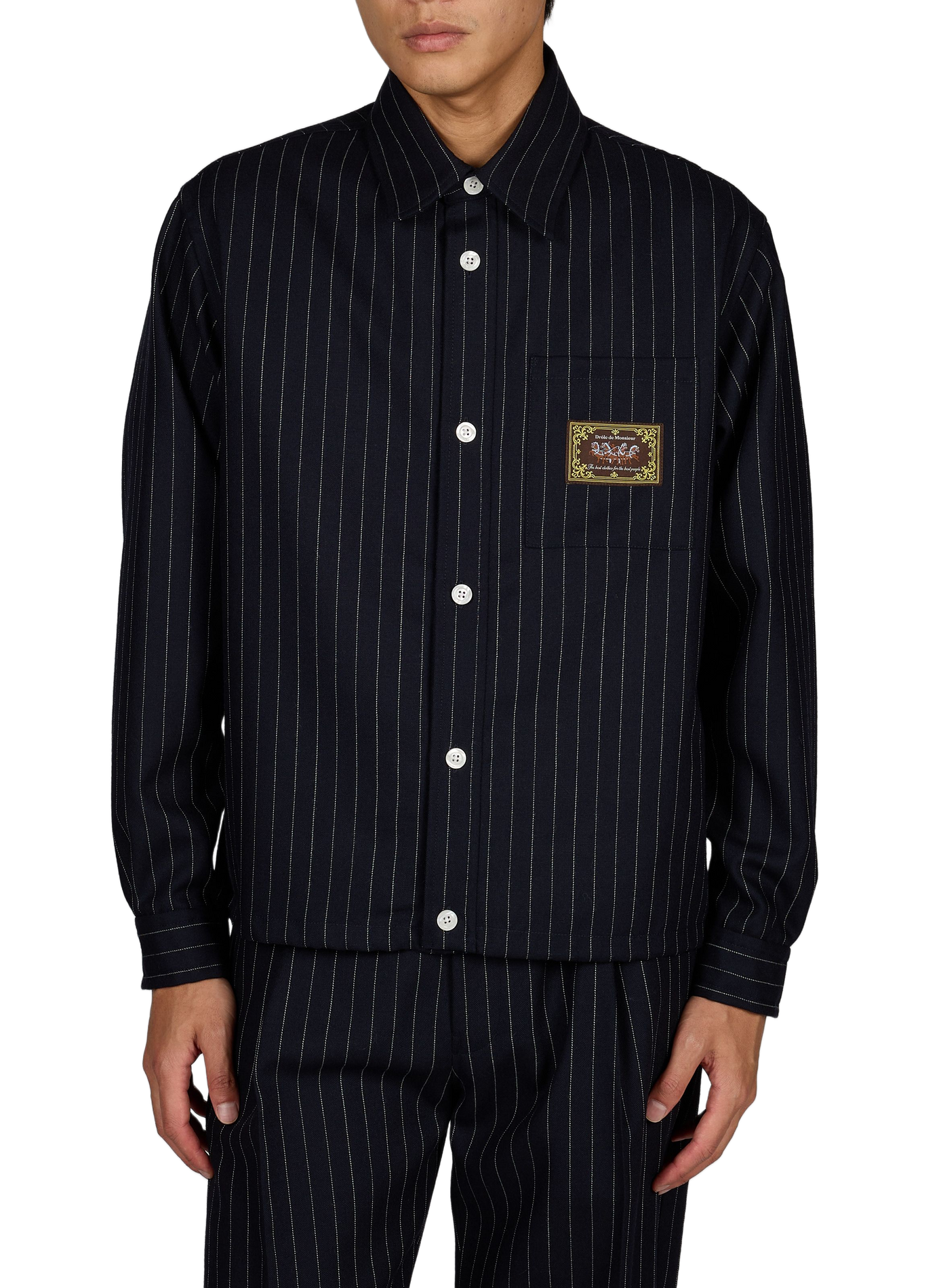 Oversized striped wool shirt DROLE DE MONSIEUR Blue