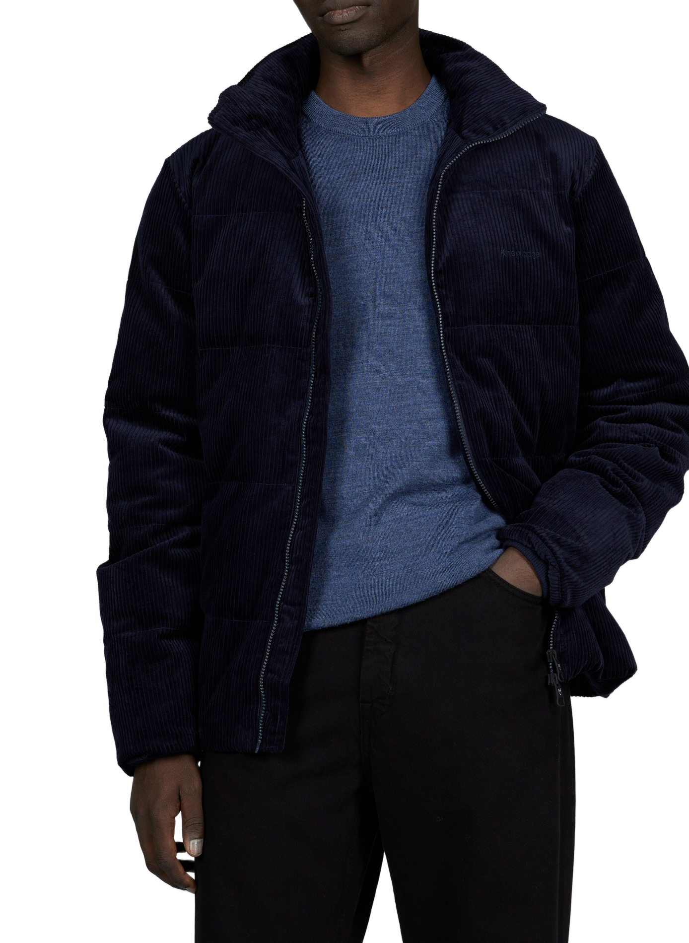Doudoune oversize côtelée en coton mélangé KNOWLEDGE COTTON Bleu