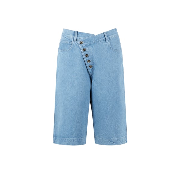 Bermuda denim asymétrique