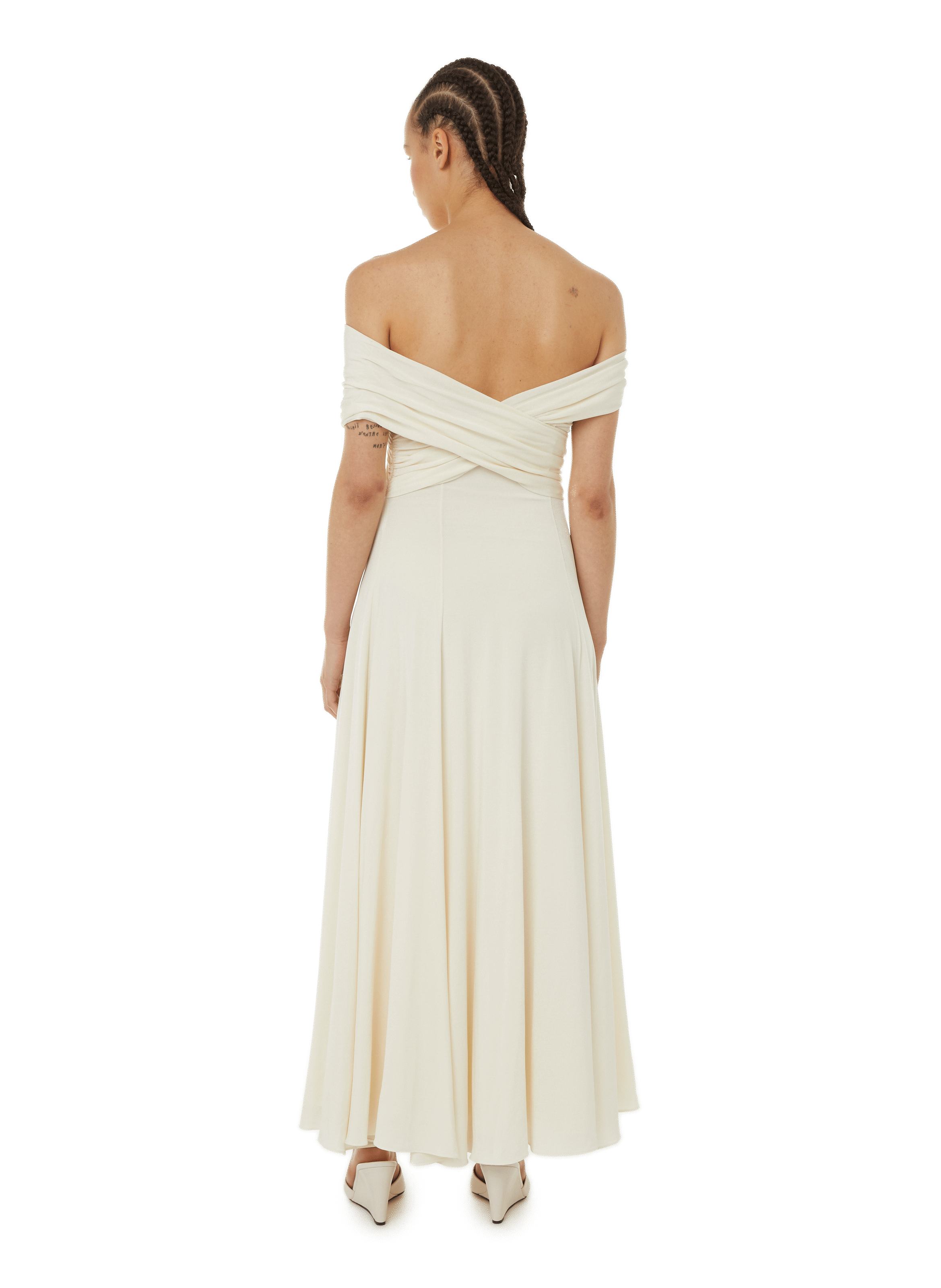 Robe longue à col croisé Beige