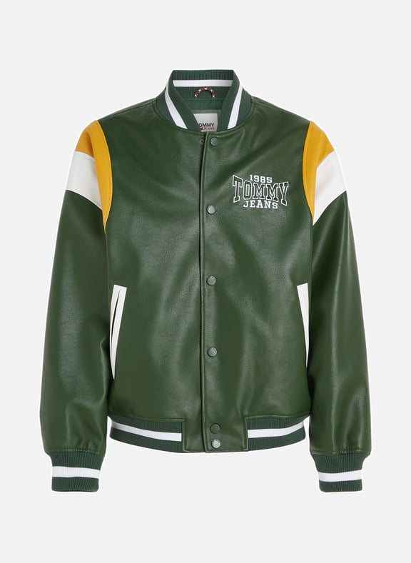 Green Leather look bomber jacket